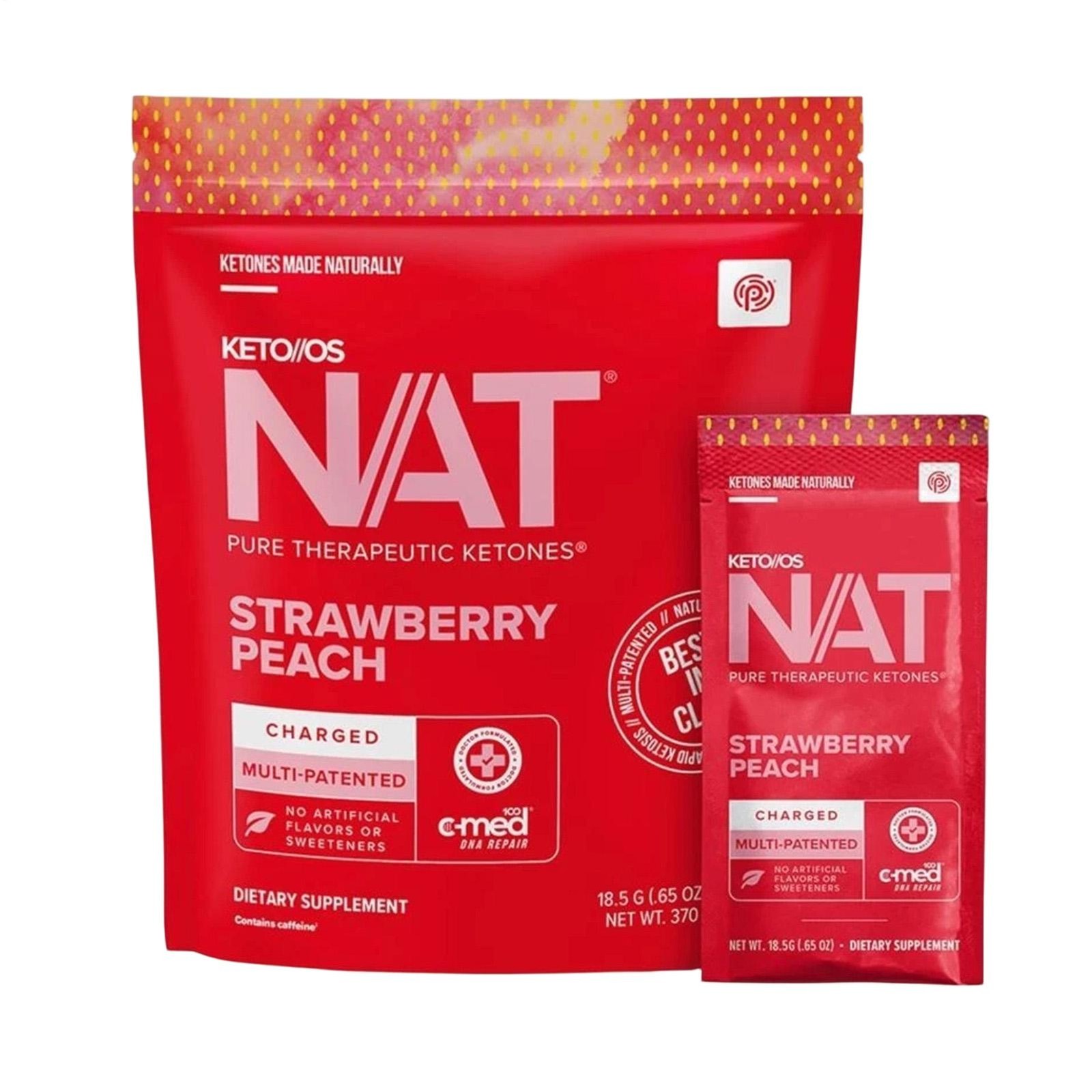 Pruvit Keto OS NAT Strawberry Peach Charged Ketones 20 Packs Sealed New