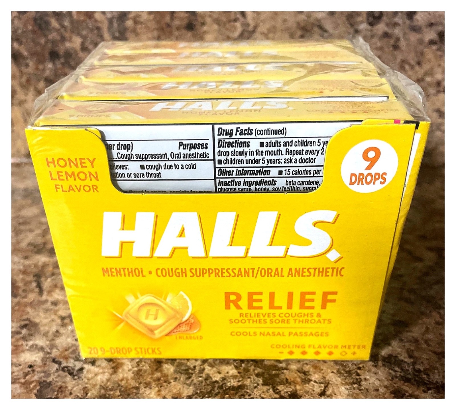Halls Honey Lemon Cough Drops Relief Menthol Sore Throat Bulk Pack (180)