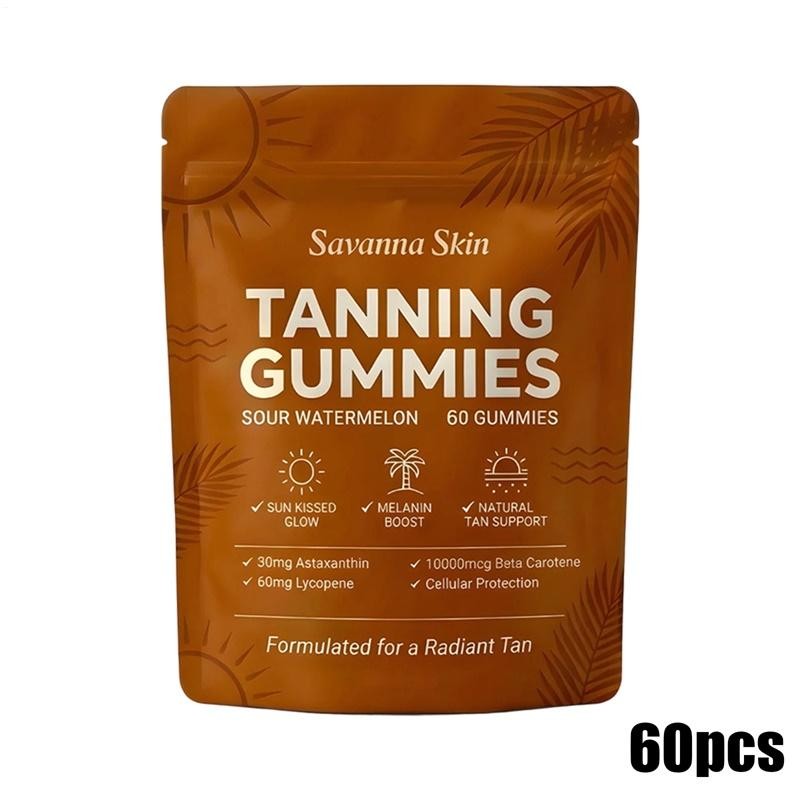 Skin Savanna Tanning Gummies, with Vitamin C & E, Astaxanthin, Beta Carotene & L