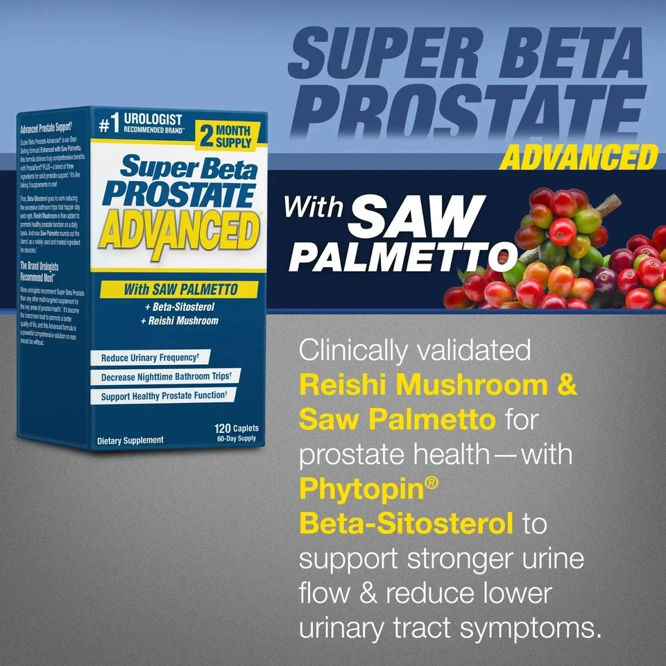 Super Beta Prostate Advanced with Saw Palmetto 120 Capsules_Free Shipping