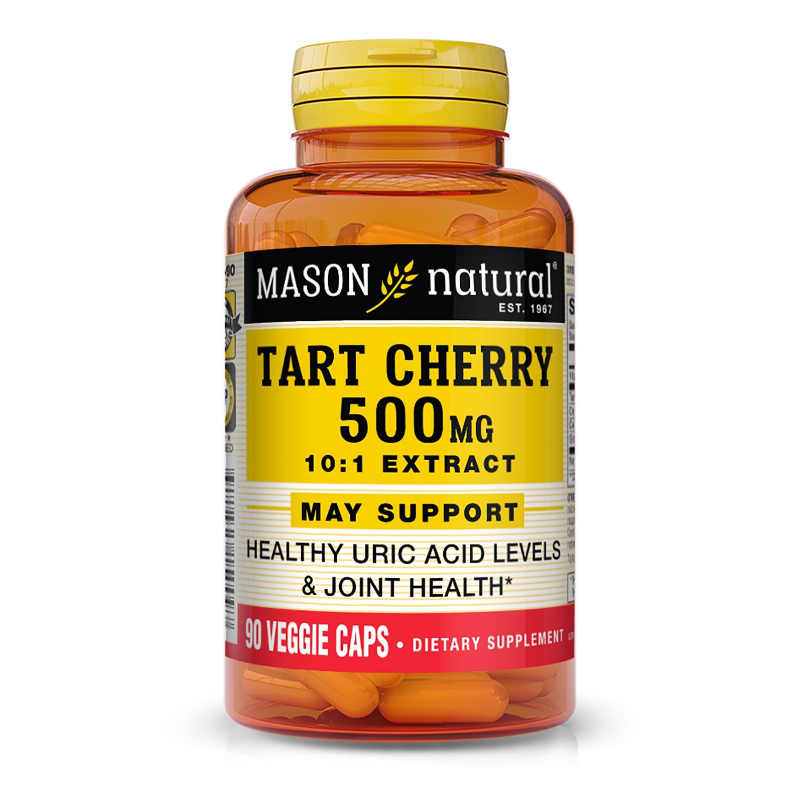 Mason Natural Tart Cherry 500 mg 10:1 Extract – Uric Acid Levels, 90 Capsules