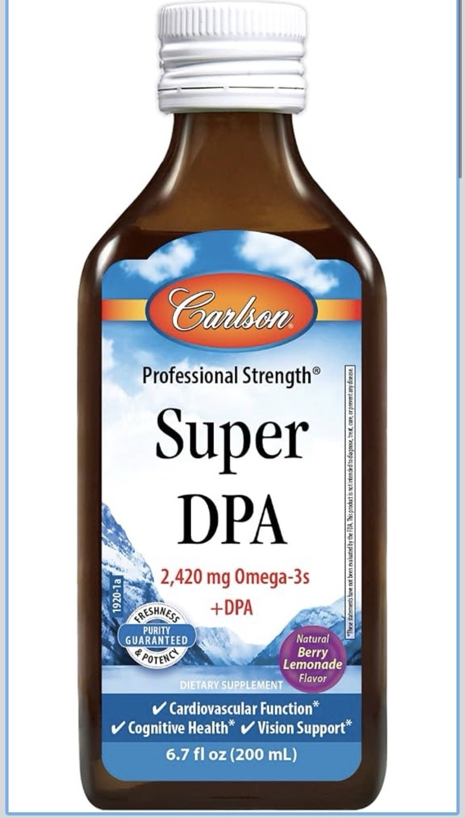 Carlson Super DPA Omega 3s DPA Heart Health Cognitive Function Vision 6.7oz
