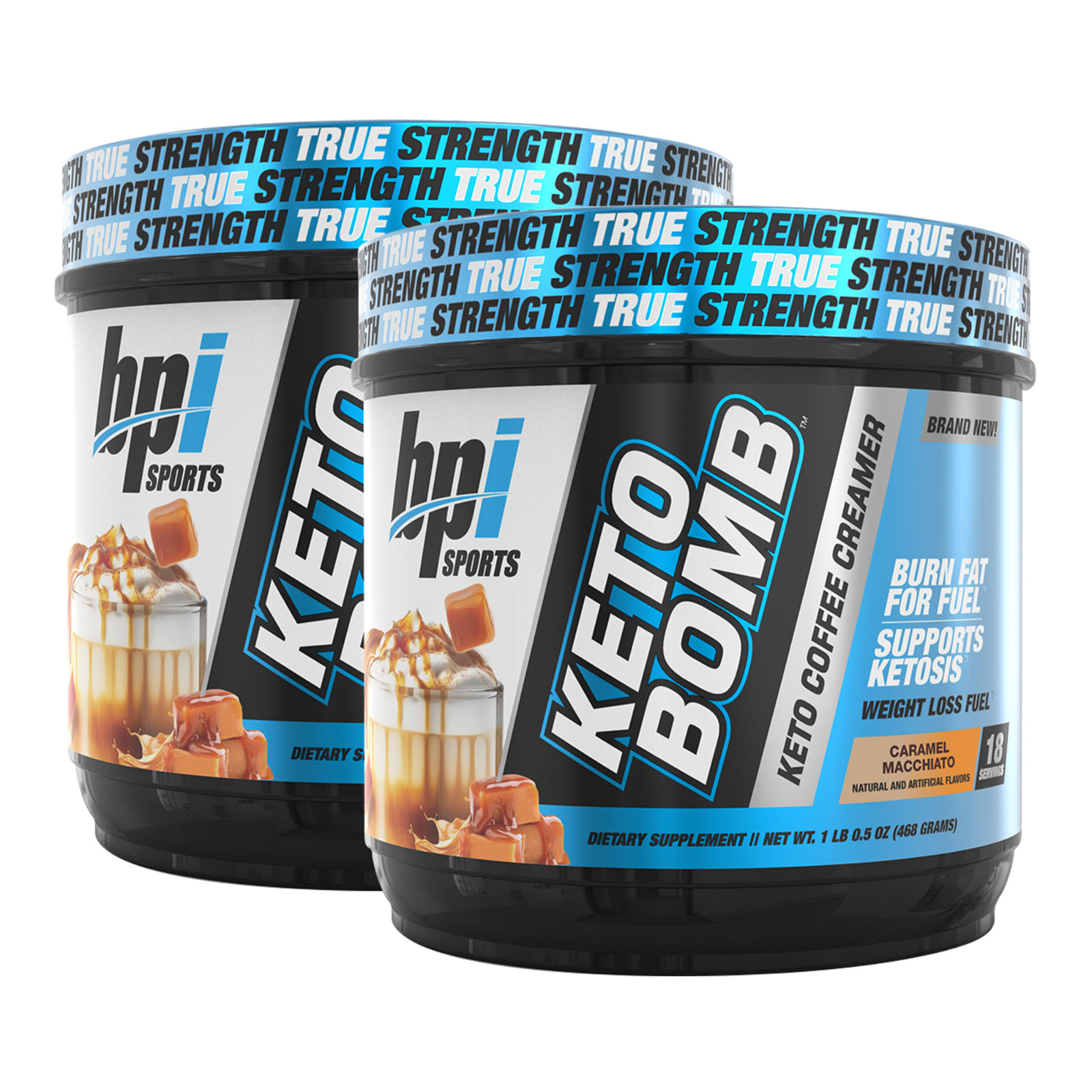2x BPI Sports Keto Bomb Weight Loss Creamer Caramel Macchiato, 18 Servings Each
