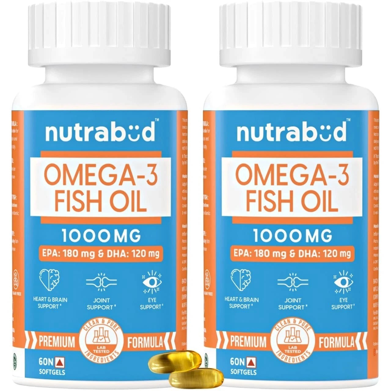 Omega 3 Fish Oil Capsules 3x Strength EPA & DHA (60 Count – Pack of 2) C730
