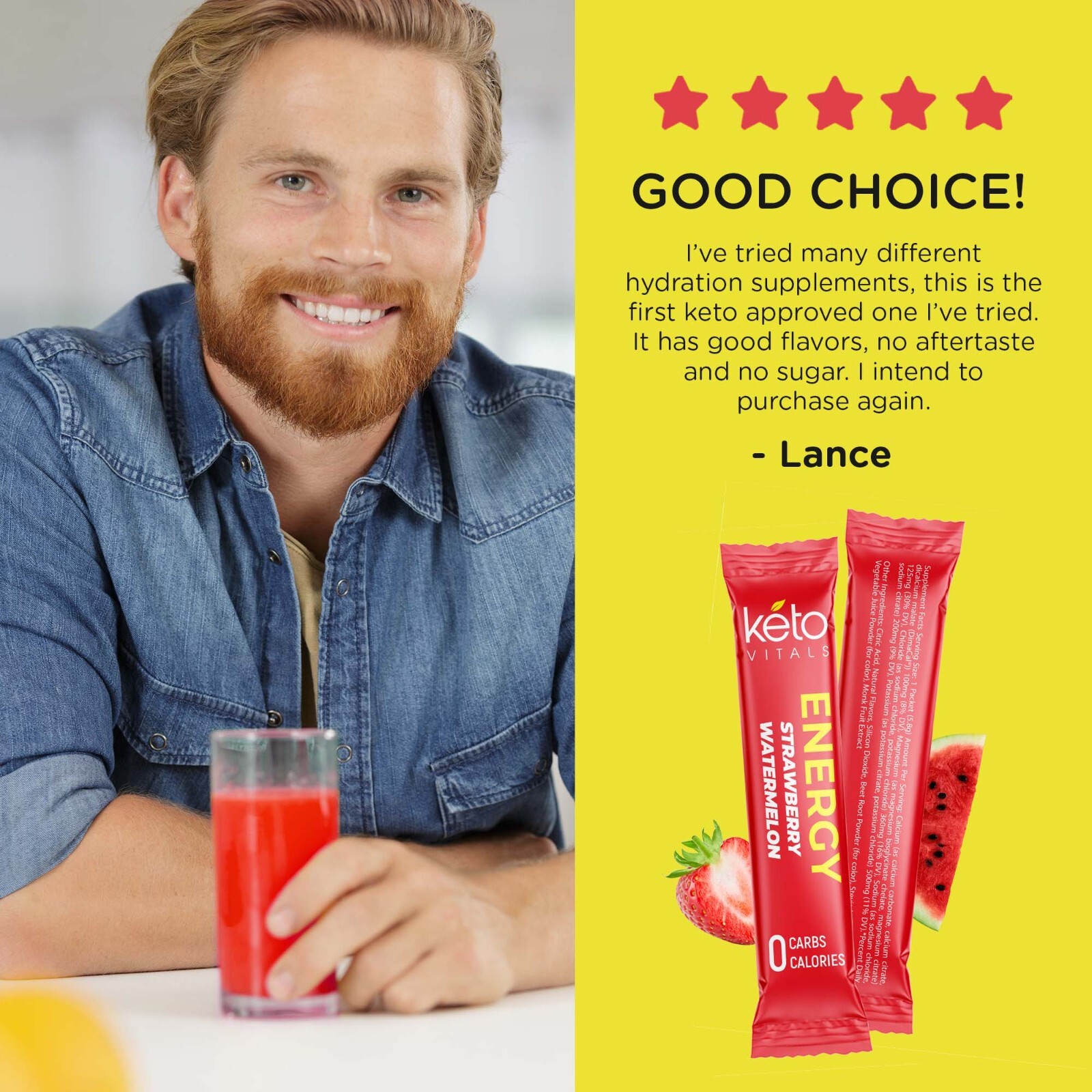 Keto Vitals Electrolyte Energy Drink Powder Packets – Increases Energy – 30 CT