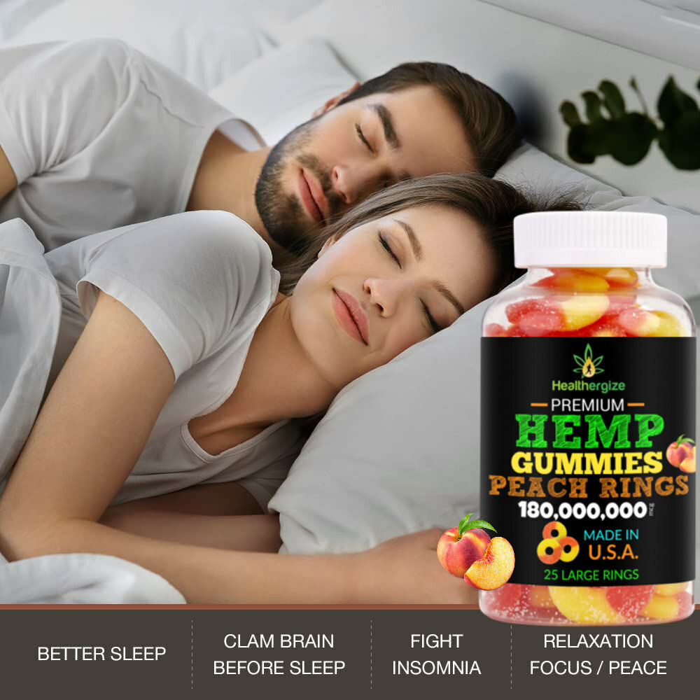 Natural Gummies-Peach Rings-Stress, Sleep, Anxiety, Pain, Muscle, Calm-USA Made