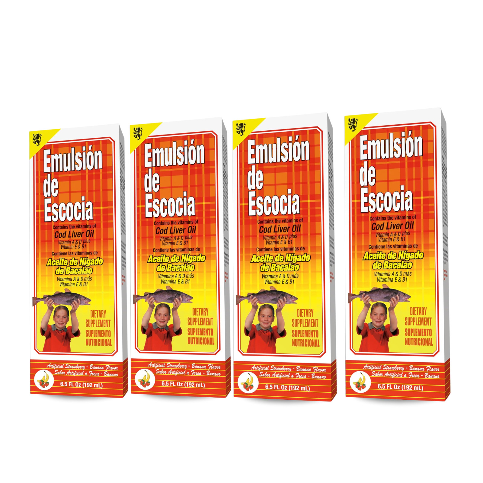 Emulsion De Escocia Cod Liver Oil – Strawberry Flavor 6.5 fl oz (4-Pack)