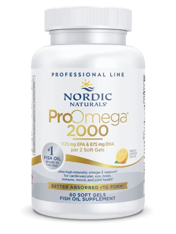 Nordic Naturals ProOmega 2000, Lemon – 1125 mg EPA – 875 mg DHA – 60 Soft Gels