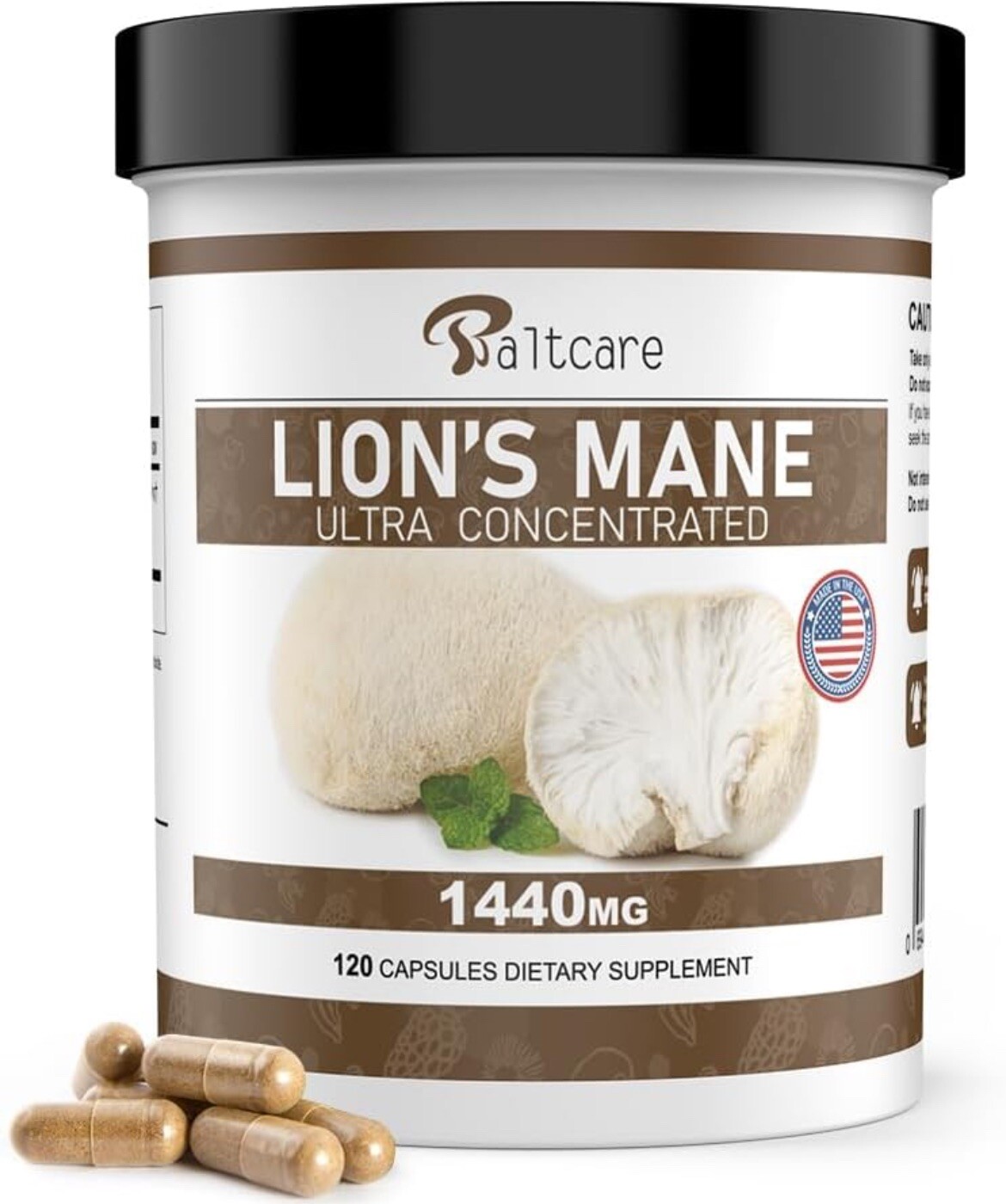 Lions Mane Mushroom Supplement Capsules – 1440mg Organic Lion’s Mane Mushroom Br