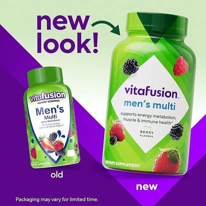 Vitafusion Adult Multivitamin Gummies for Men, Berry Flavored, A, C, D, E, B