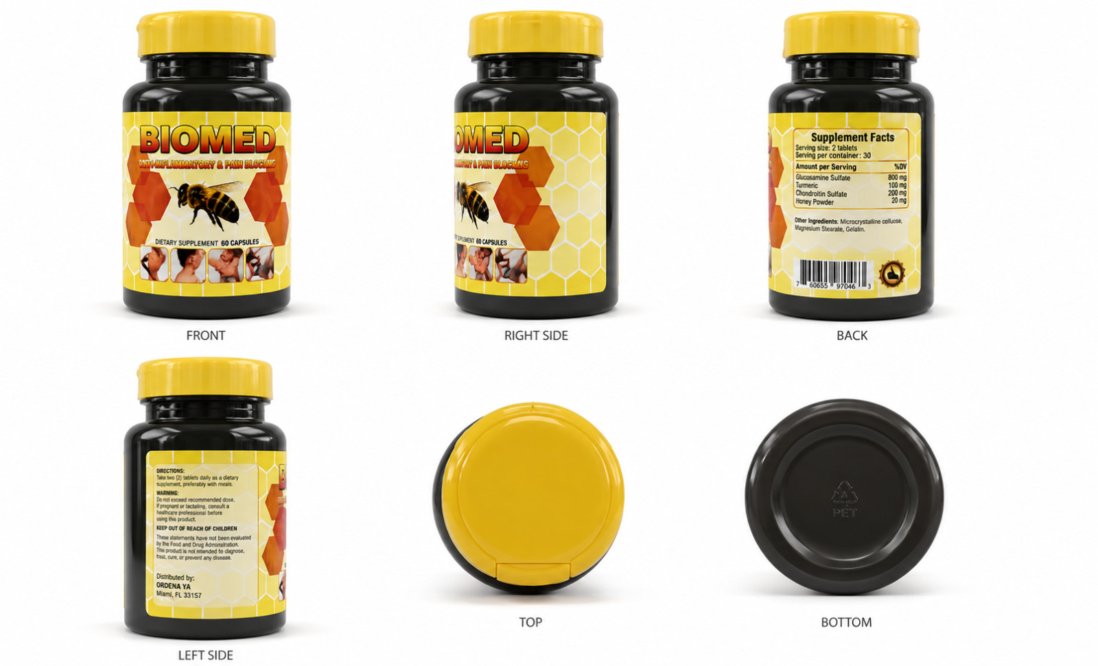 3 BIOMED Bee Extract Supplement 180 Capsules Natural Joint Mobility Support Pill