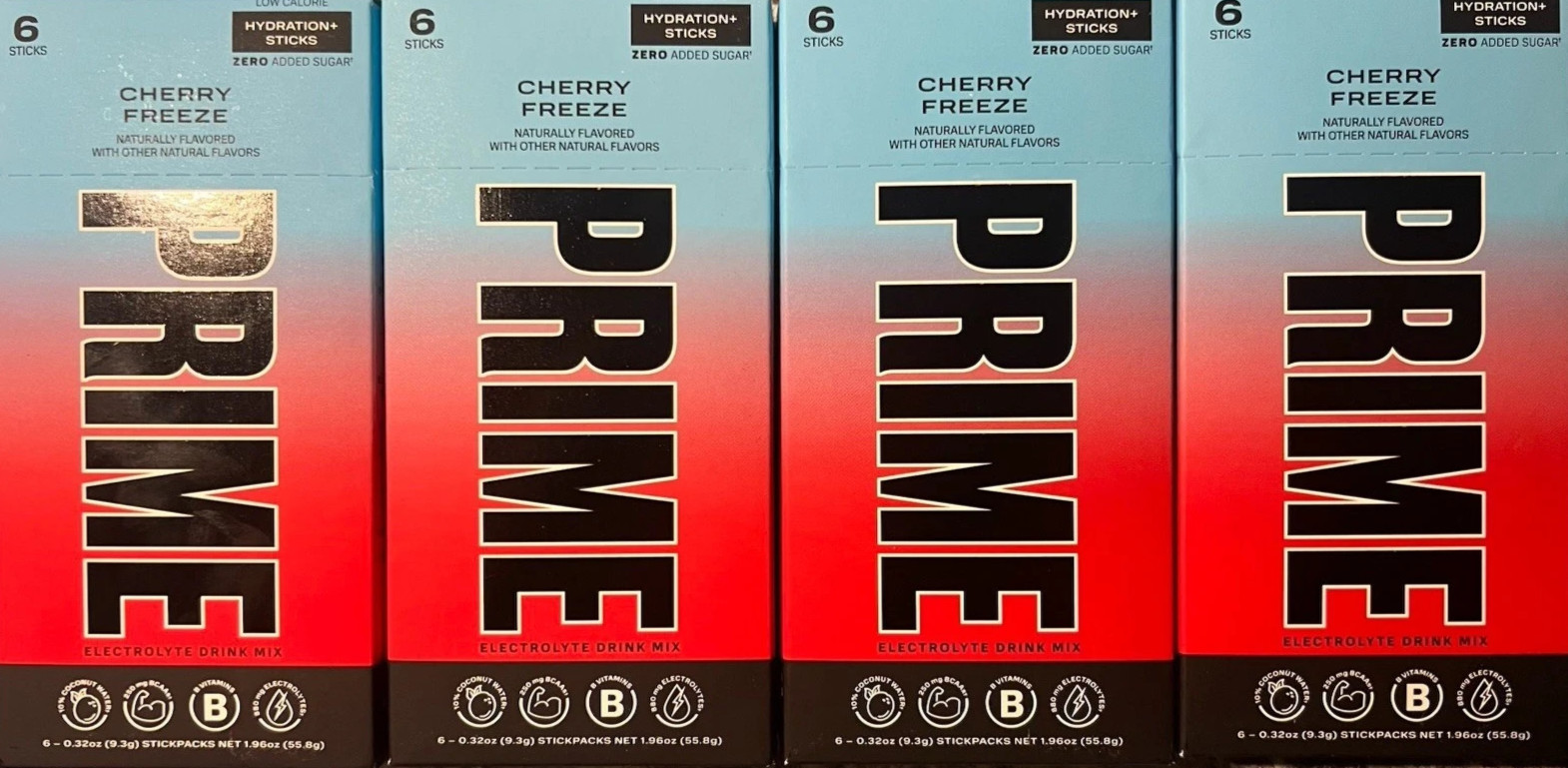 4 Prime Cherry Freeze Powder Hydration Electrolyte Boxes 24 Packets Exp: 02/2027