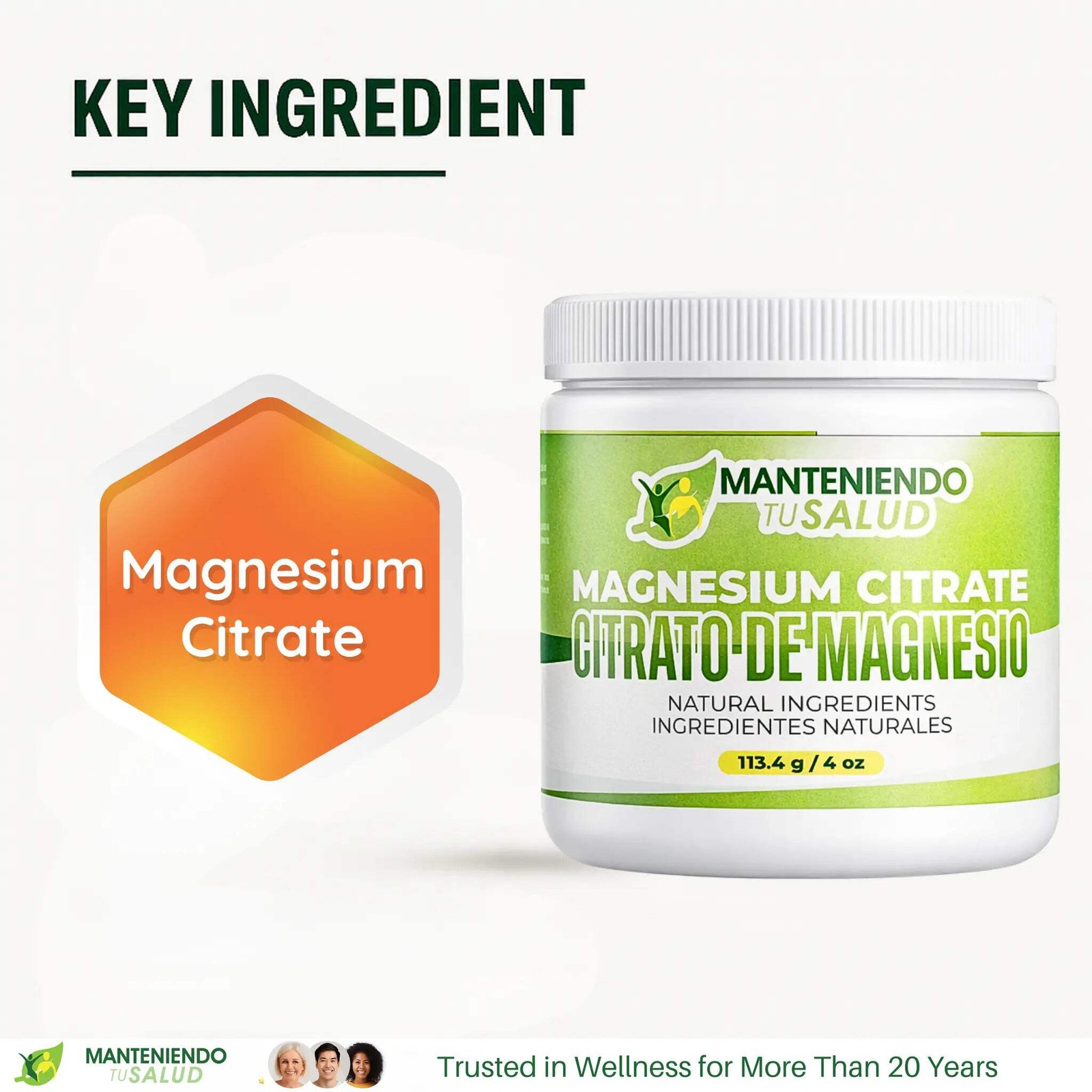 Manteniendo Tu Salud Magnesium Citrate Powder, Stress Support, 5.64 Oz