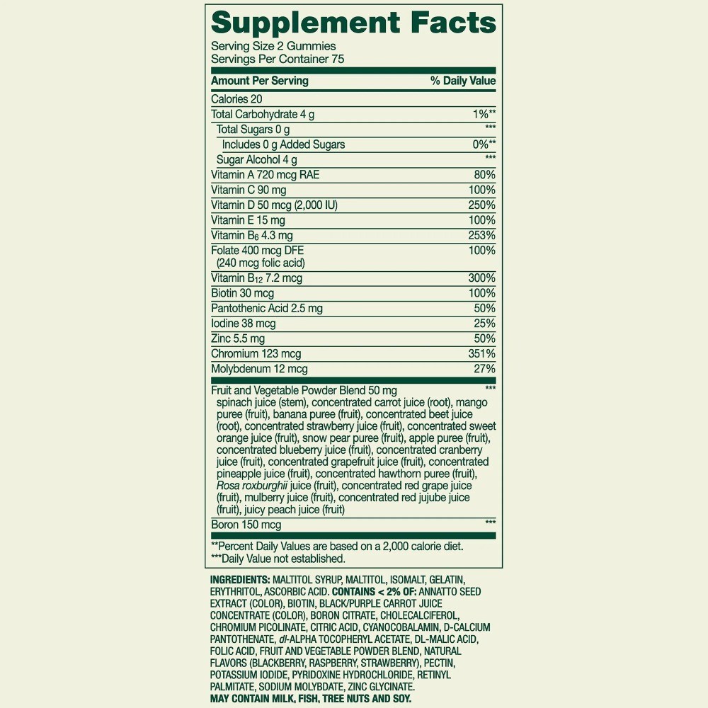 Zero Sugar Men’s Multi Gummy Vitamins 150 Count Adult Daily Supplement Nutrition