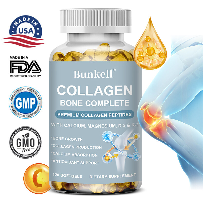 Collagen 120 complex tablets contain calcium, magnesium, vitamins D-3 and K-2