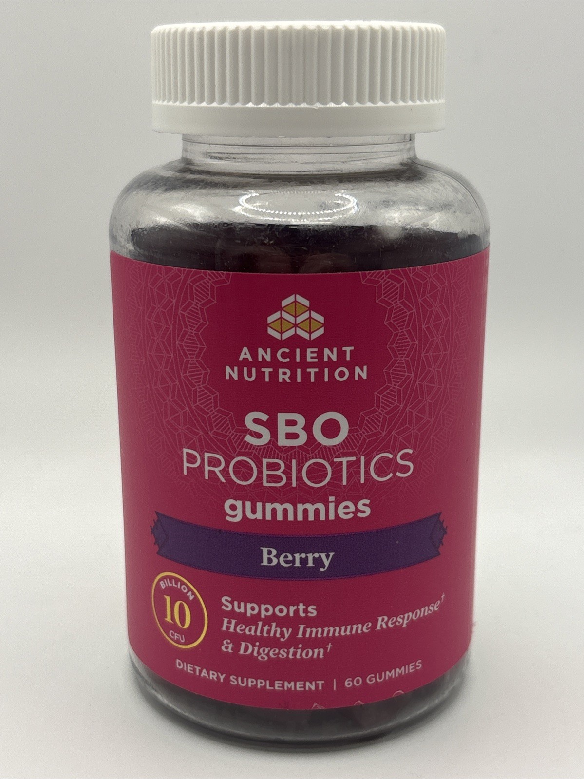 Ancient Nutrition SBO Probiotic Gummies Berry 60 Dietary Supplement 10 Bill CPU