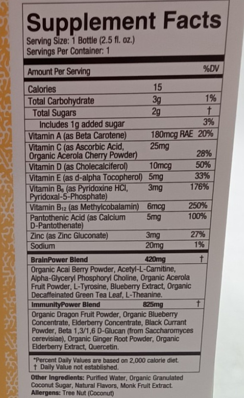 BrainJuice Immunity 2.5 oz RTD 12-Pack Brain & Immune Support Shot Free Ship