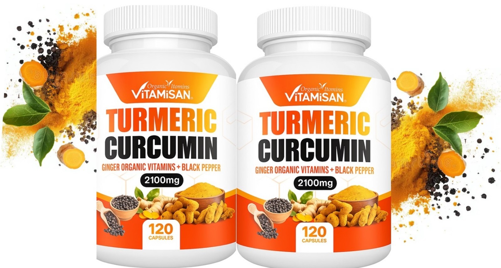 Vitamisan 2-Pack Turmeric Curcumin 2100mg – 240 Capsules – Natural Supplement