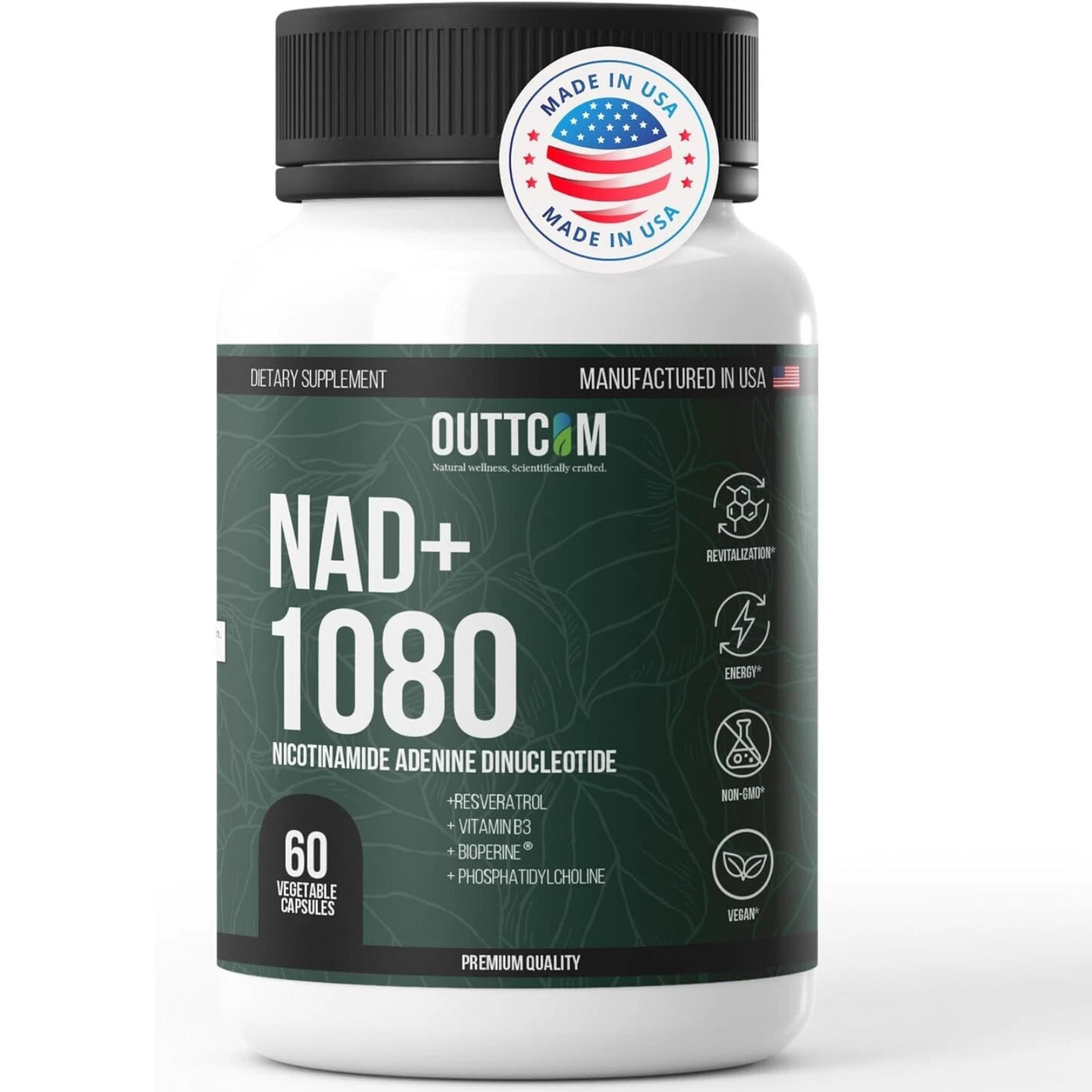 NAD+ w/ Resveratrol, B12, Phosphatidylcholine & Bioperine – 900mg NAD EXP 1/27
