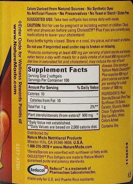 Nature Made Cholest-Off Plus, 210 Softgels Cholestrol EXP 06/2026 FREE SHIP