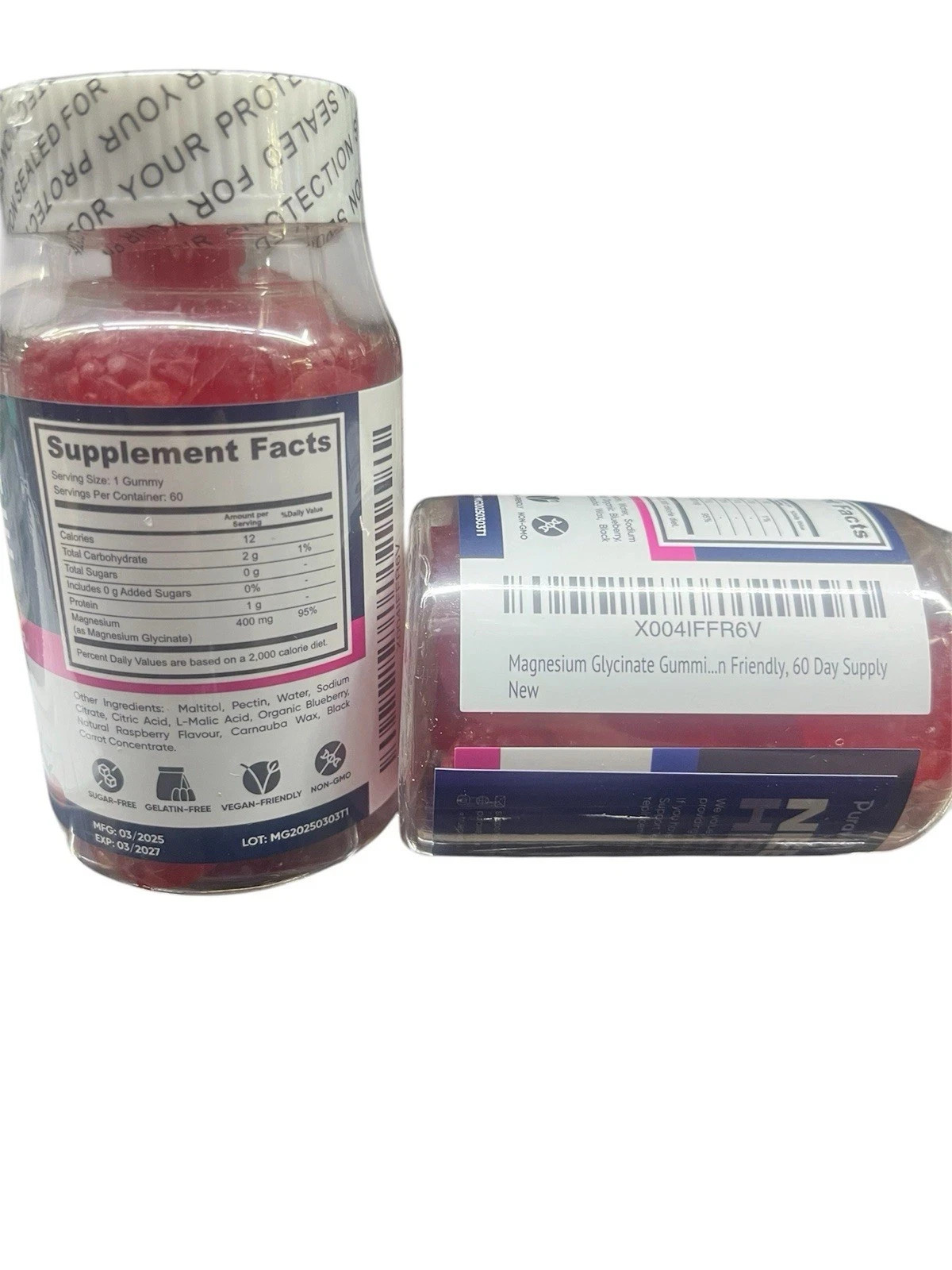 pack of 2Magnesium Glycinate Gummies 400mg High Absorption Magnesium 60 ct each