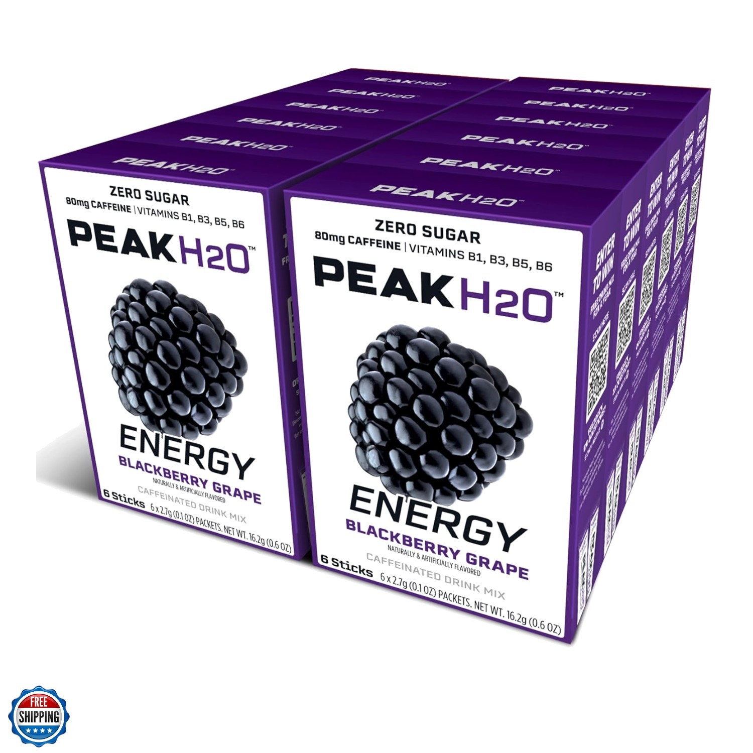PeakH20 Electrolytes Powder Hydration Packets | Blackberry | 72 Servings | Su…