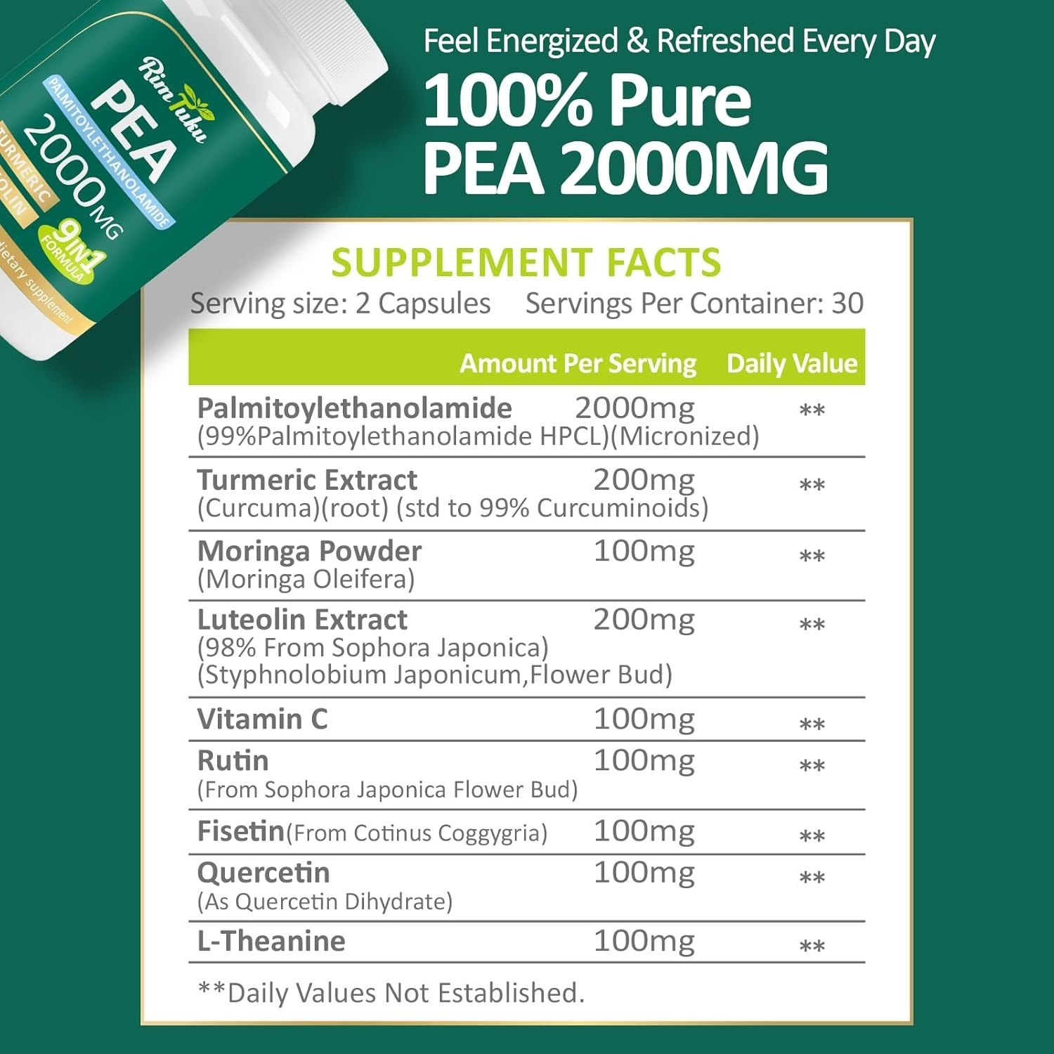 Liposomal Palmitoylethanolamide 2000MG + Luteolin 200MG + Turmeric 200MG & Fiset