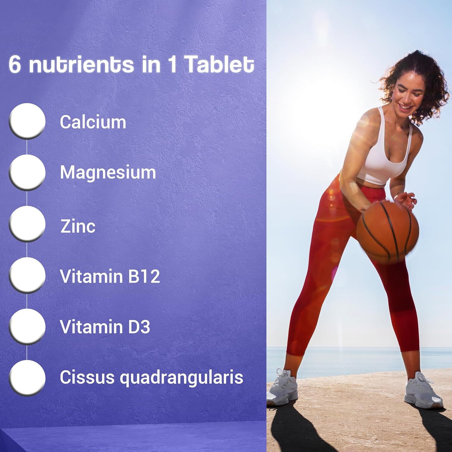 Health Veda Organics Calcium, Magnesium, Zinc with Vit D3, B12, 1000mg – 120 tab