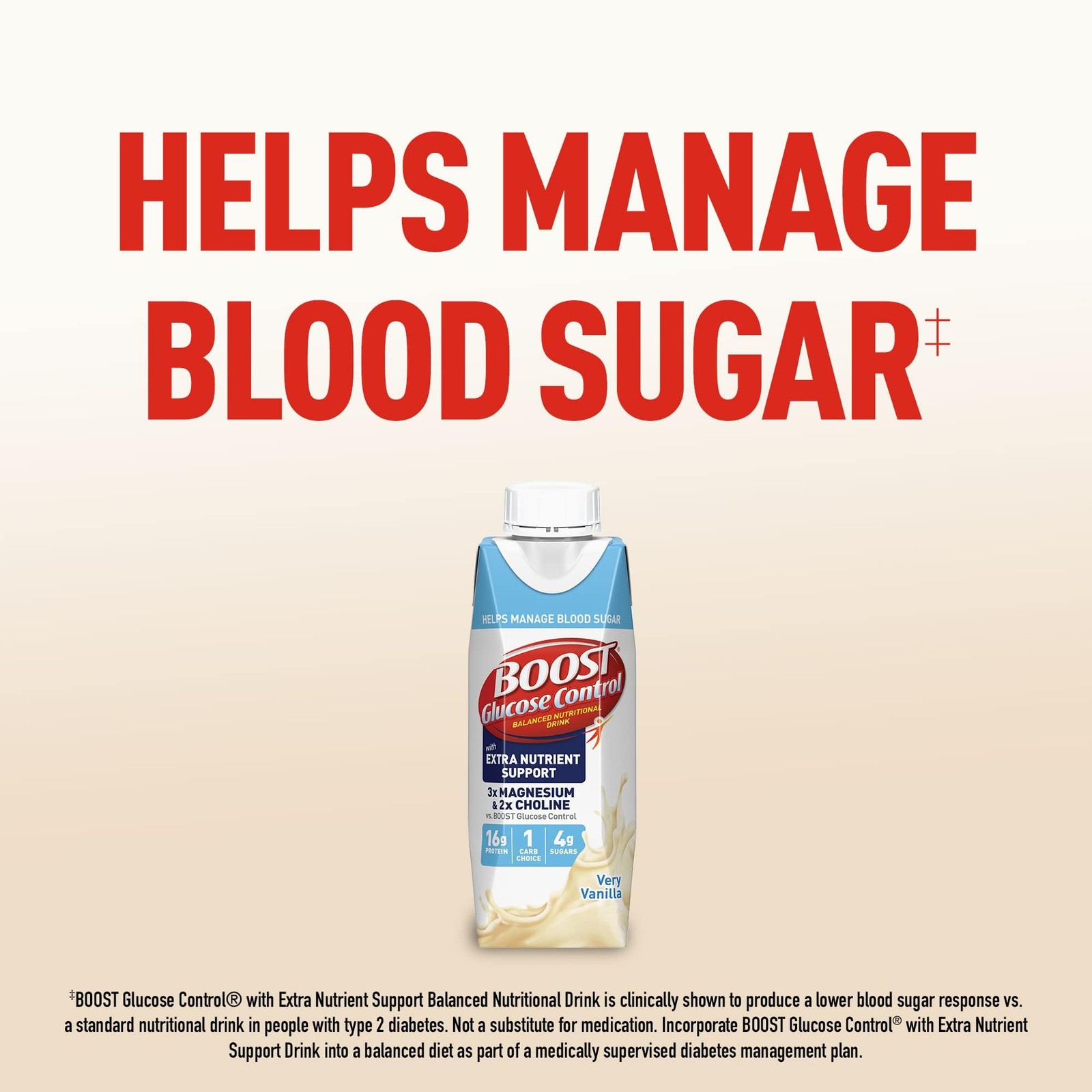 BOOST Glucose Control Ready to Drink 8 Fl Oz (Pack of 24), Vanilla