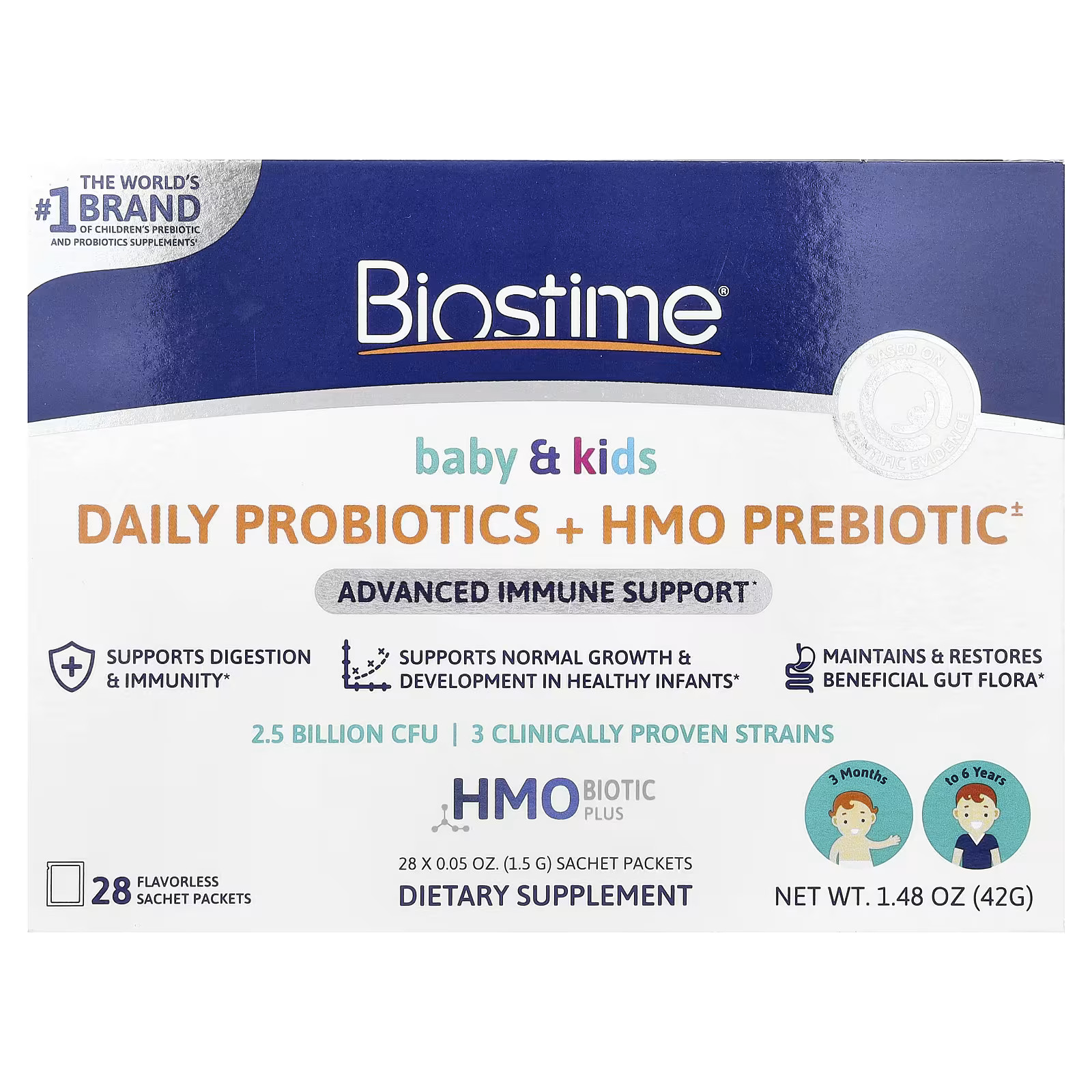 2 X Biostime, Baby & Kids, Daily Probiotics + HMO Prebiotic, 3 Months to 6 Years