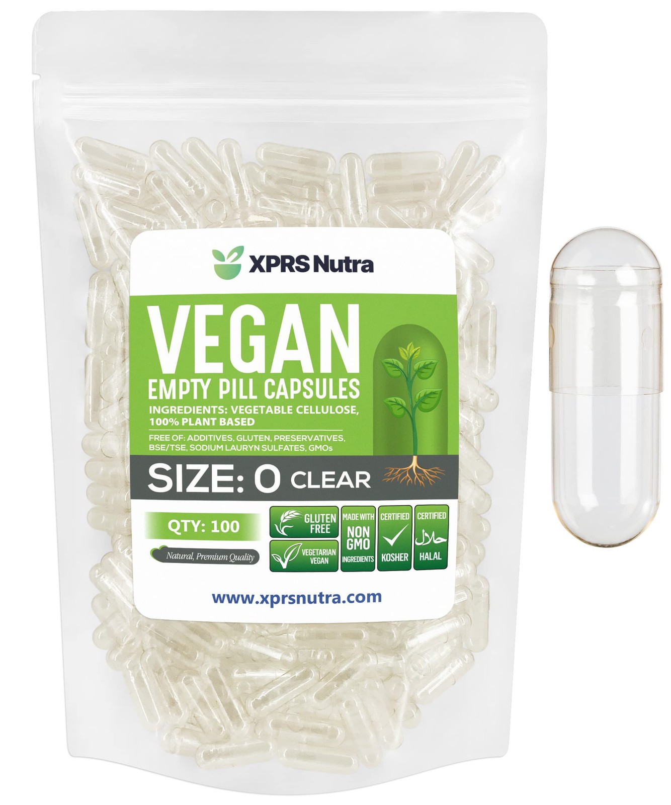 Size 0 Empty – 100 Clear Count Empty Vegan – Vegetarian – DIY Vegetable Capsu…