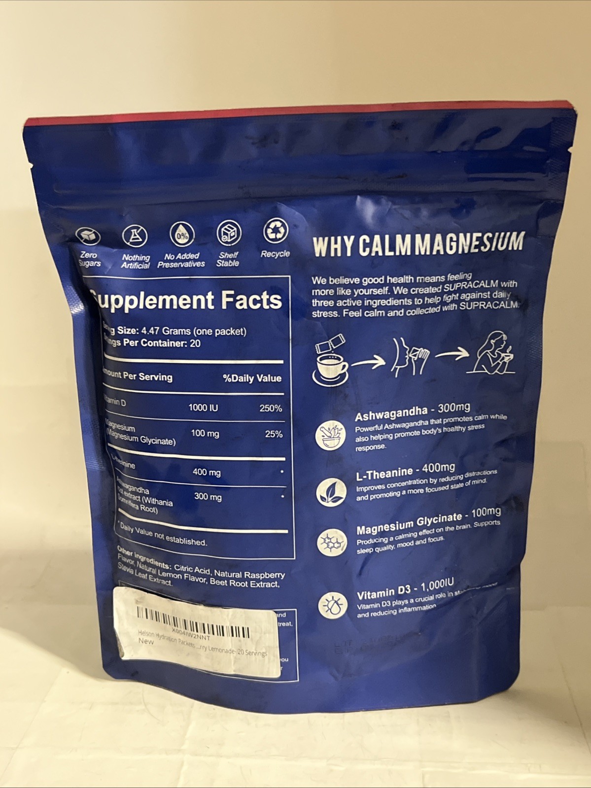 2x CALM MAGNESIUM Powdered Drink Mix Supplements for Relaxation 20ct Exp 08/26