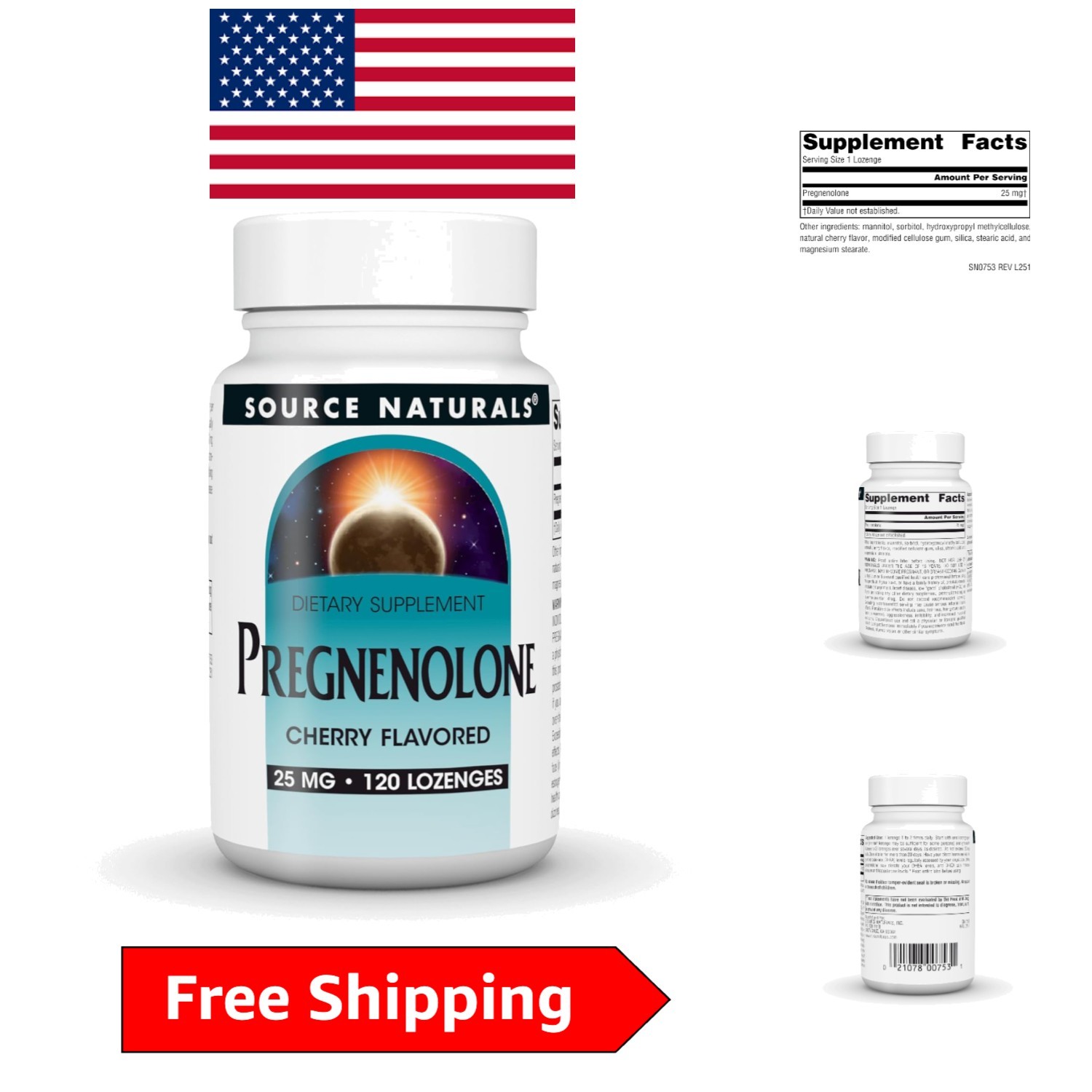 Stress-Relieving Pregnenolone Cherry Lozenges – 120 Count, 25mg Each for Adults