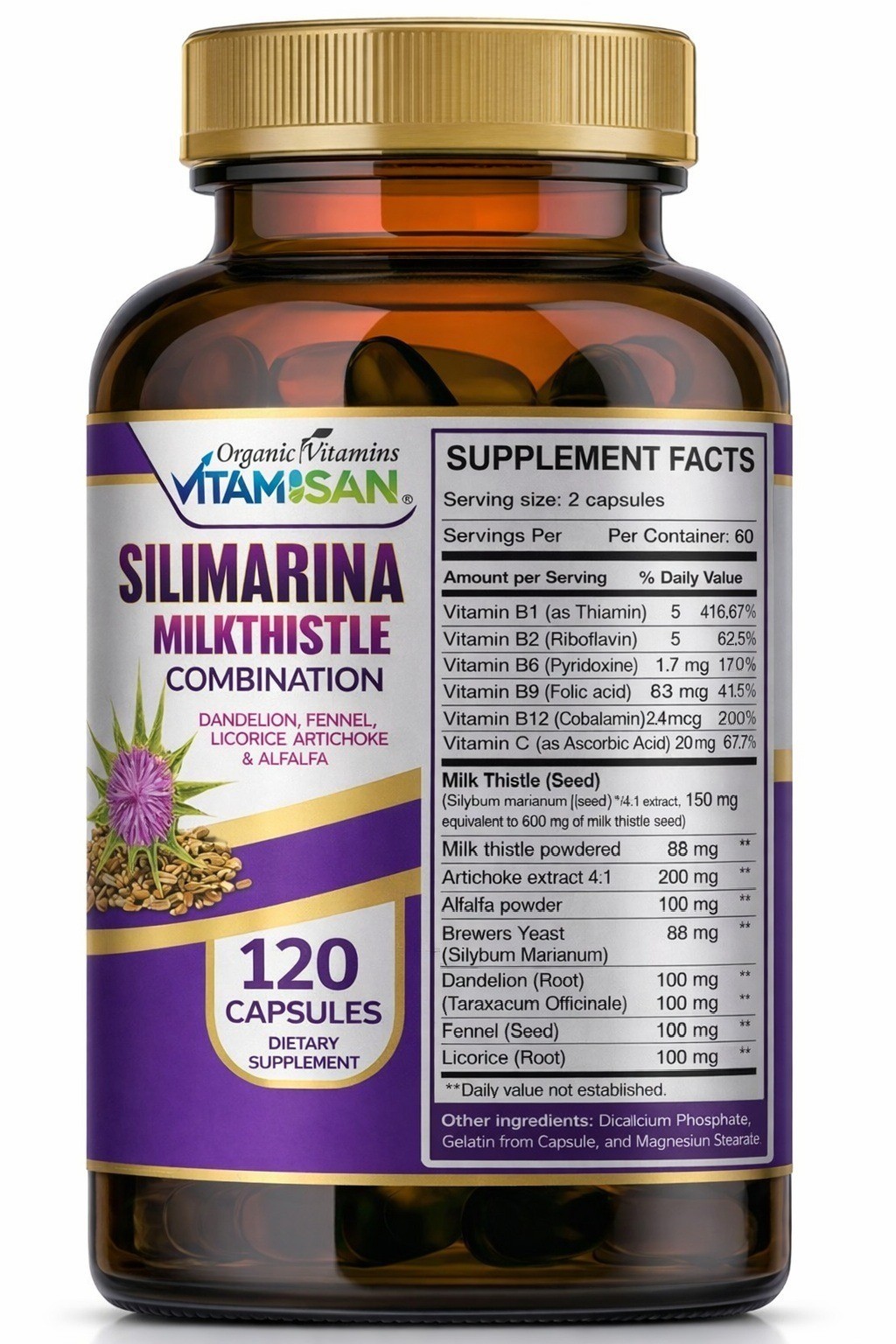 Liver support Capsules MIlk Thisthle detox cleanse new herbs repair 120