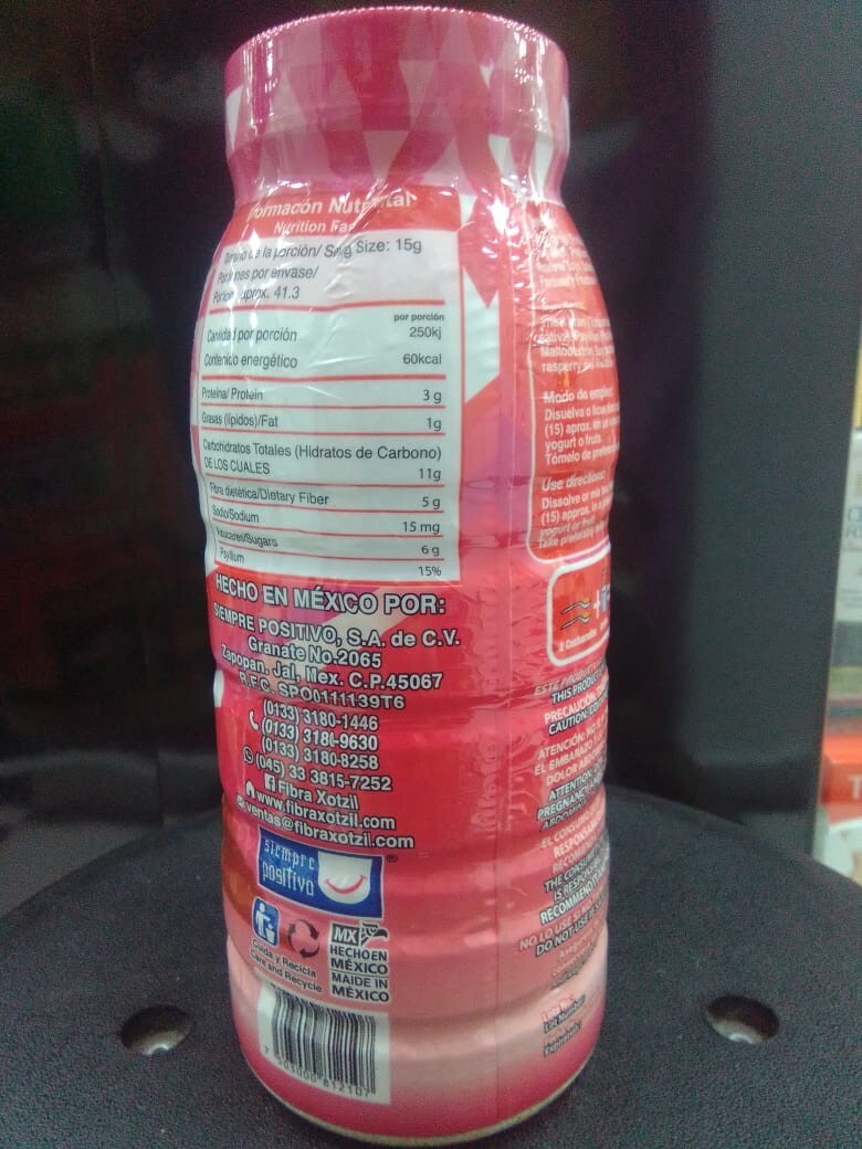 XOTZIL Fiber Rasperry 1.6 oz/Fibra Frambuesa Flavor 620g