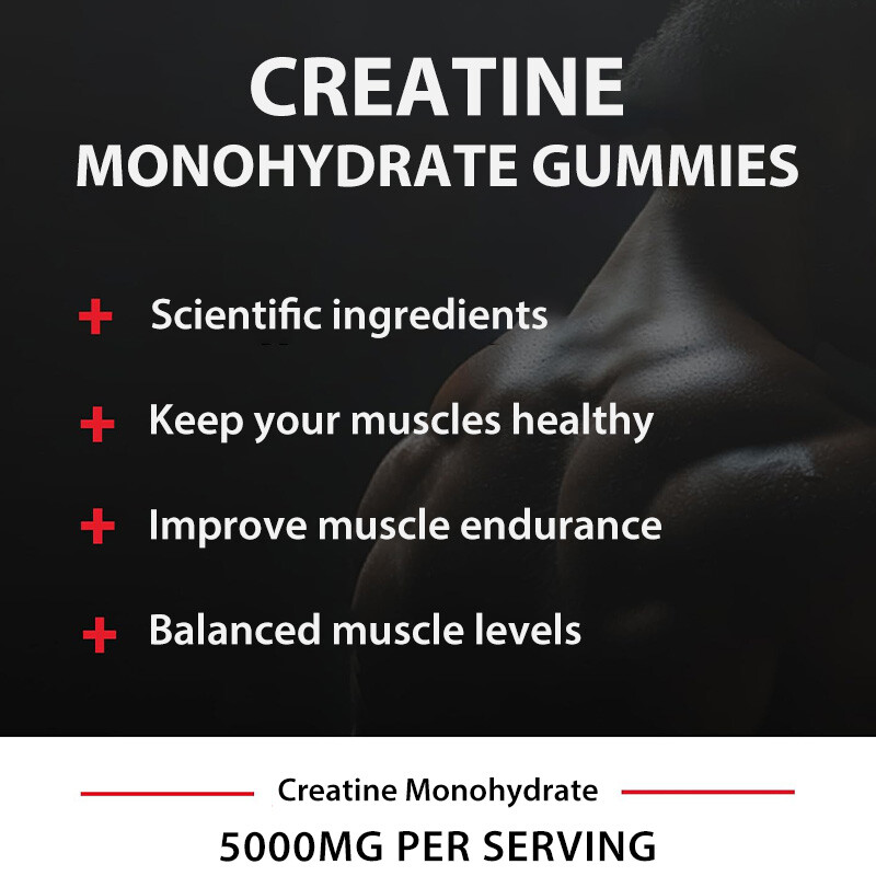 Creatine Monohydrate Gummies Increase Strength Muscle Endurance Energy 60 US