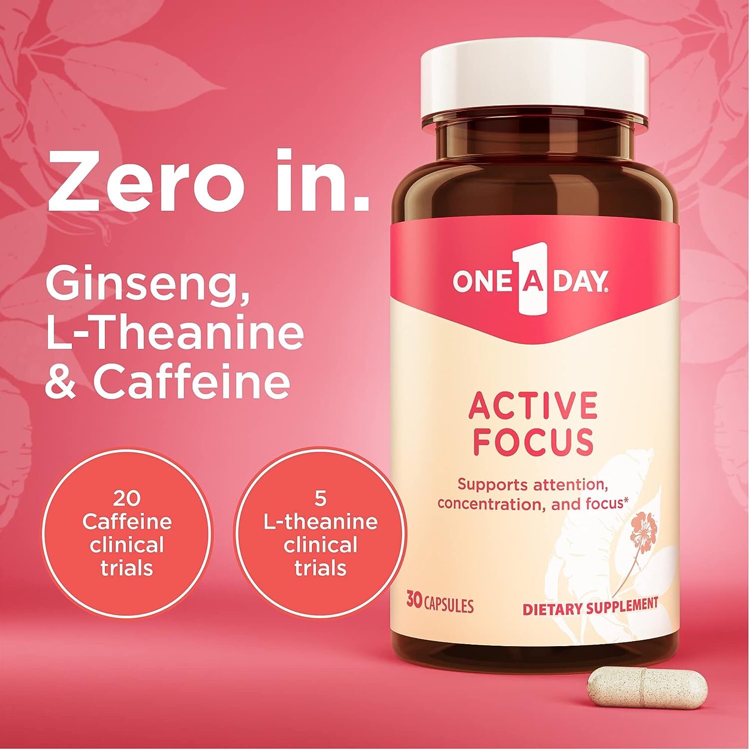 ONE a DAY Brain Supplement Active Focus for Memory and Focus Support 30 Capsules