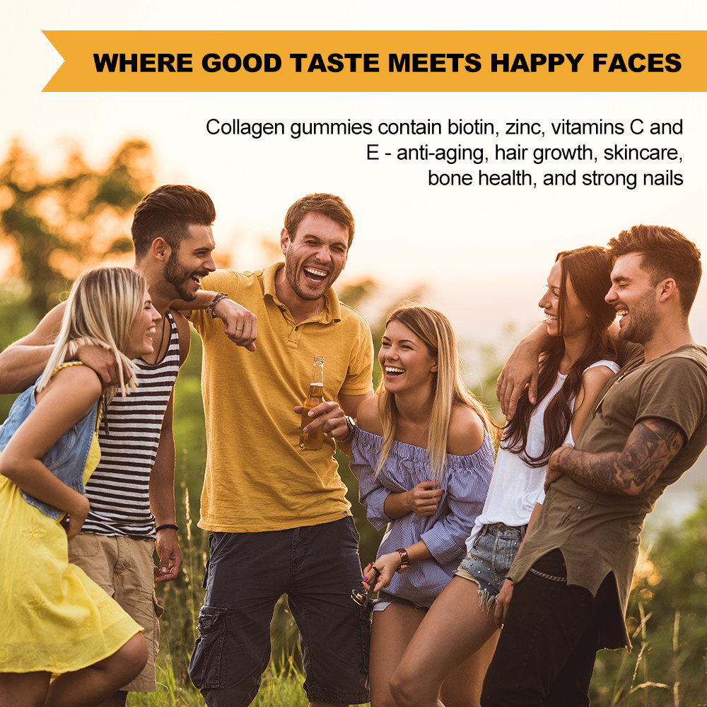 Premium Hydrolyzed Collagen Gummies with Vitamin C, Zinc & Biotin -60 Gummies