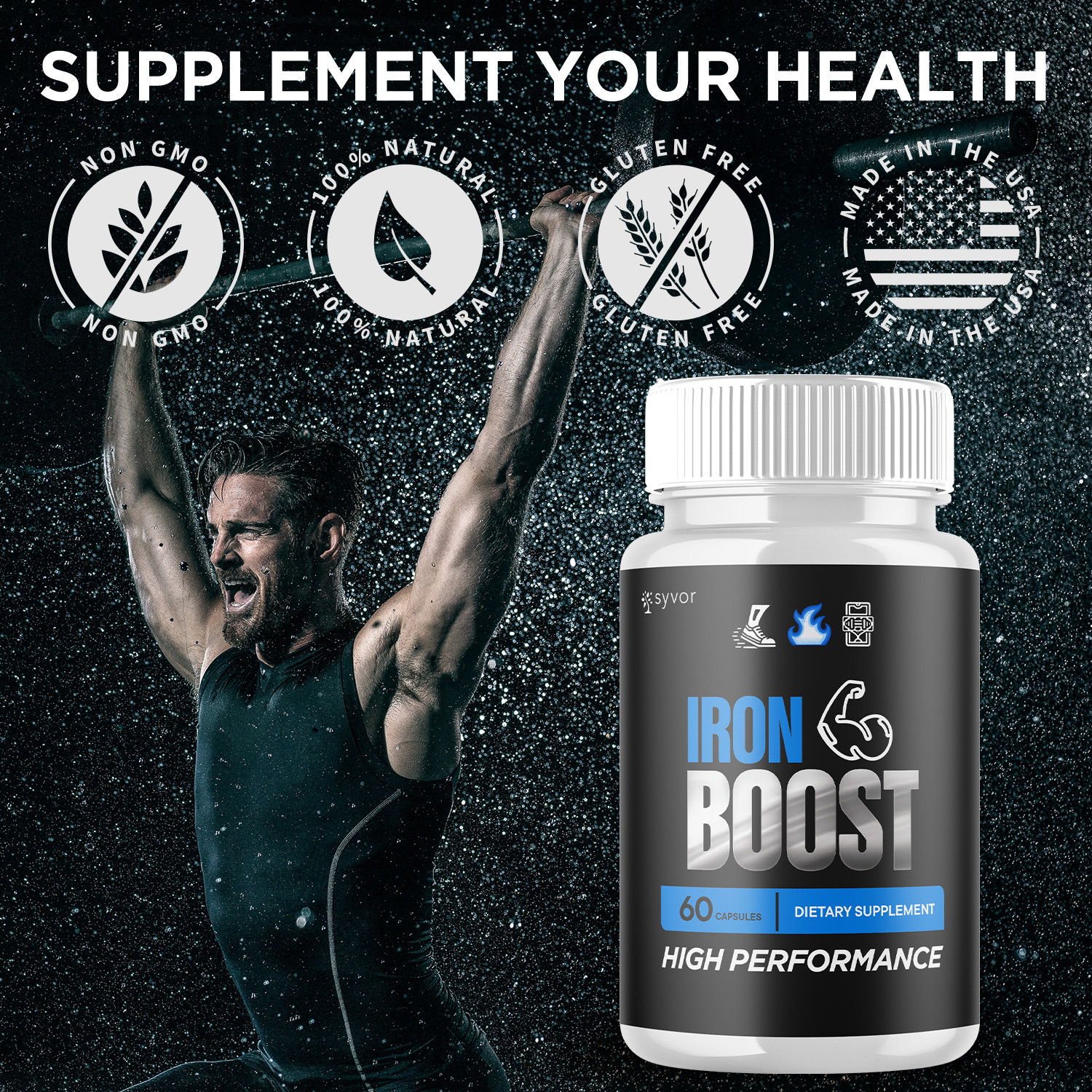 (3 Pack) Iron Boost Male Support Supplement Advanced Formula IronBoost 180 Caps