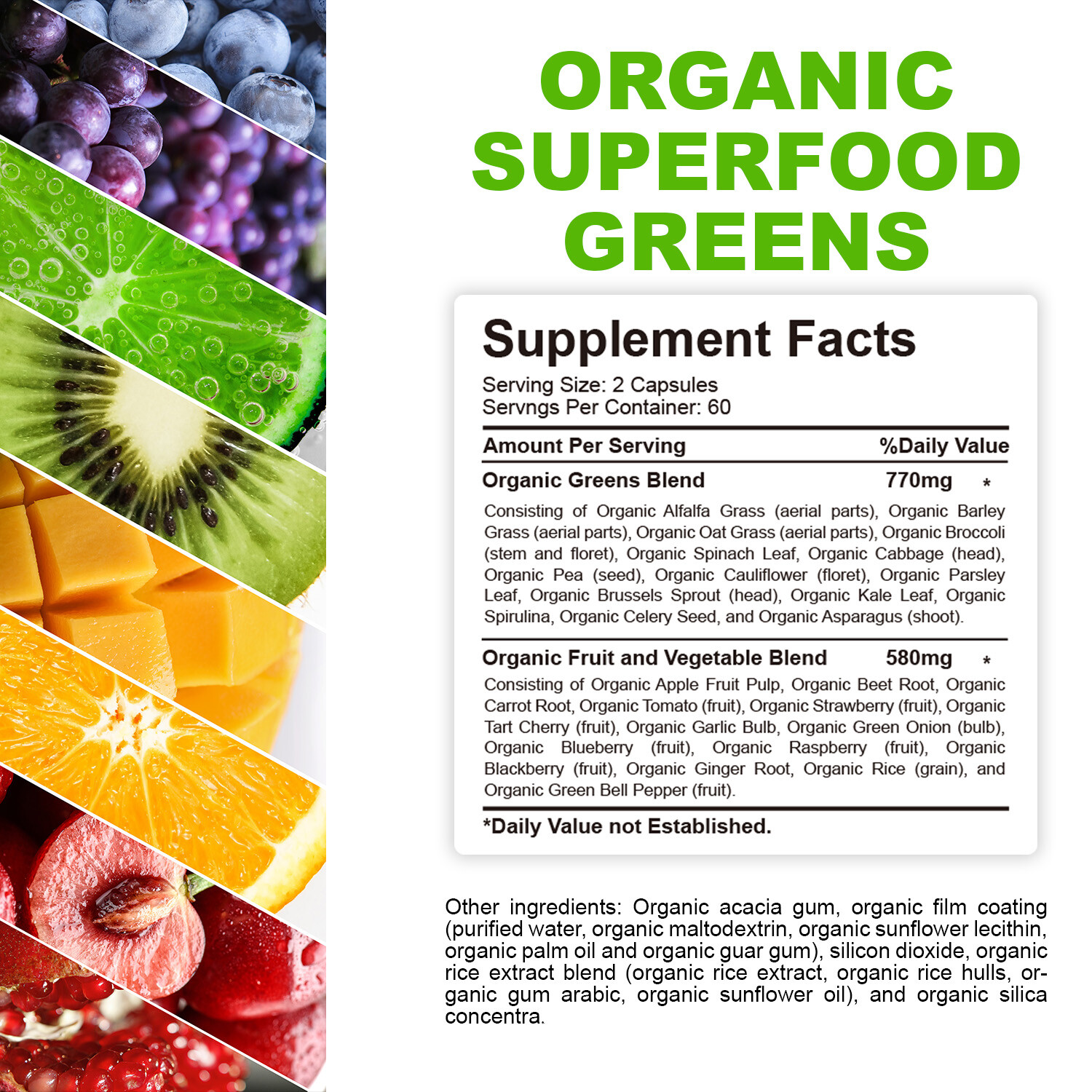 Organic Superfood Greens – Boost Energy, Gut Health, Fruit and Veggie Supplement