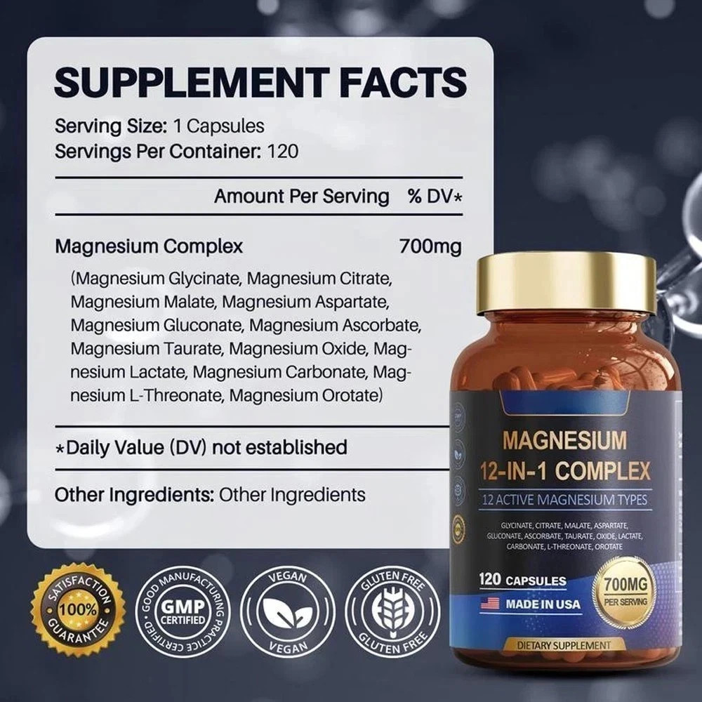 Magnesium 12 in 1 Complex 700mg – High Quality Glycinate Citrate Malate Taurate