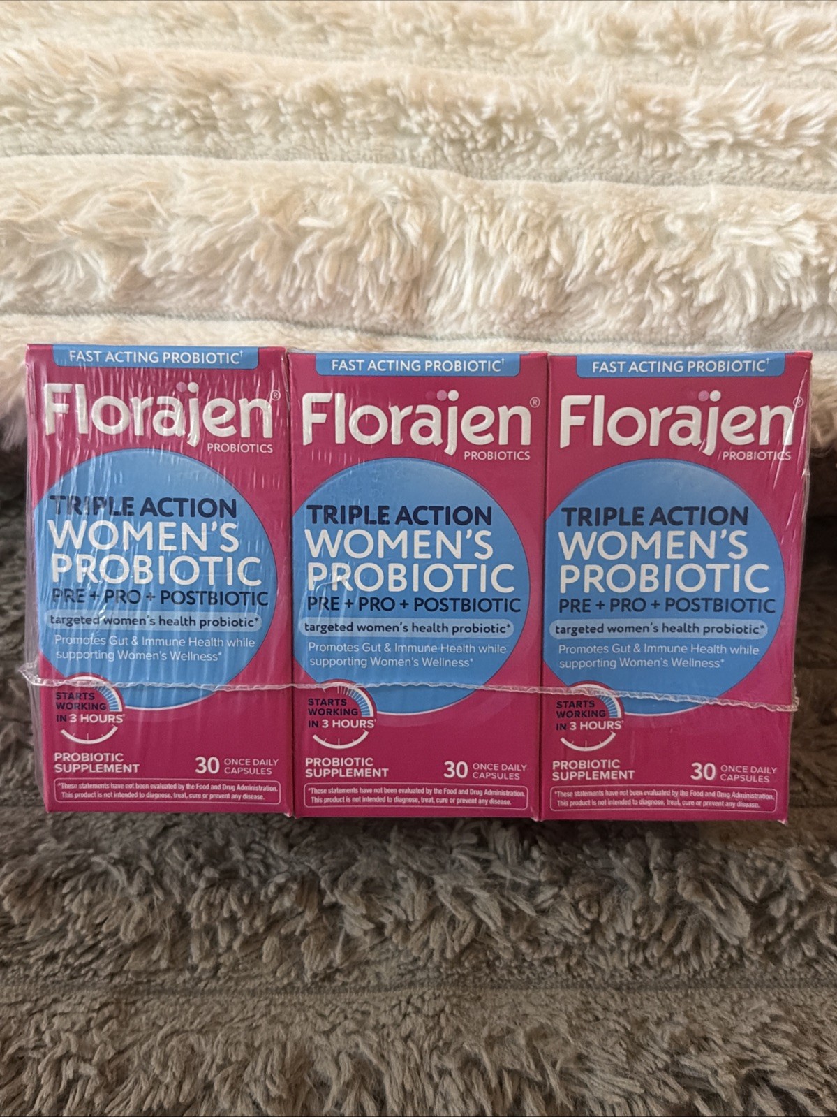 3X Florajen Triple Action Probiotic Pre Pro Postbiotic Dietary Supplement 07/27