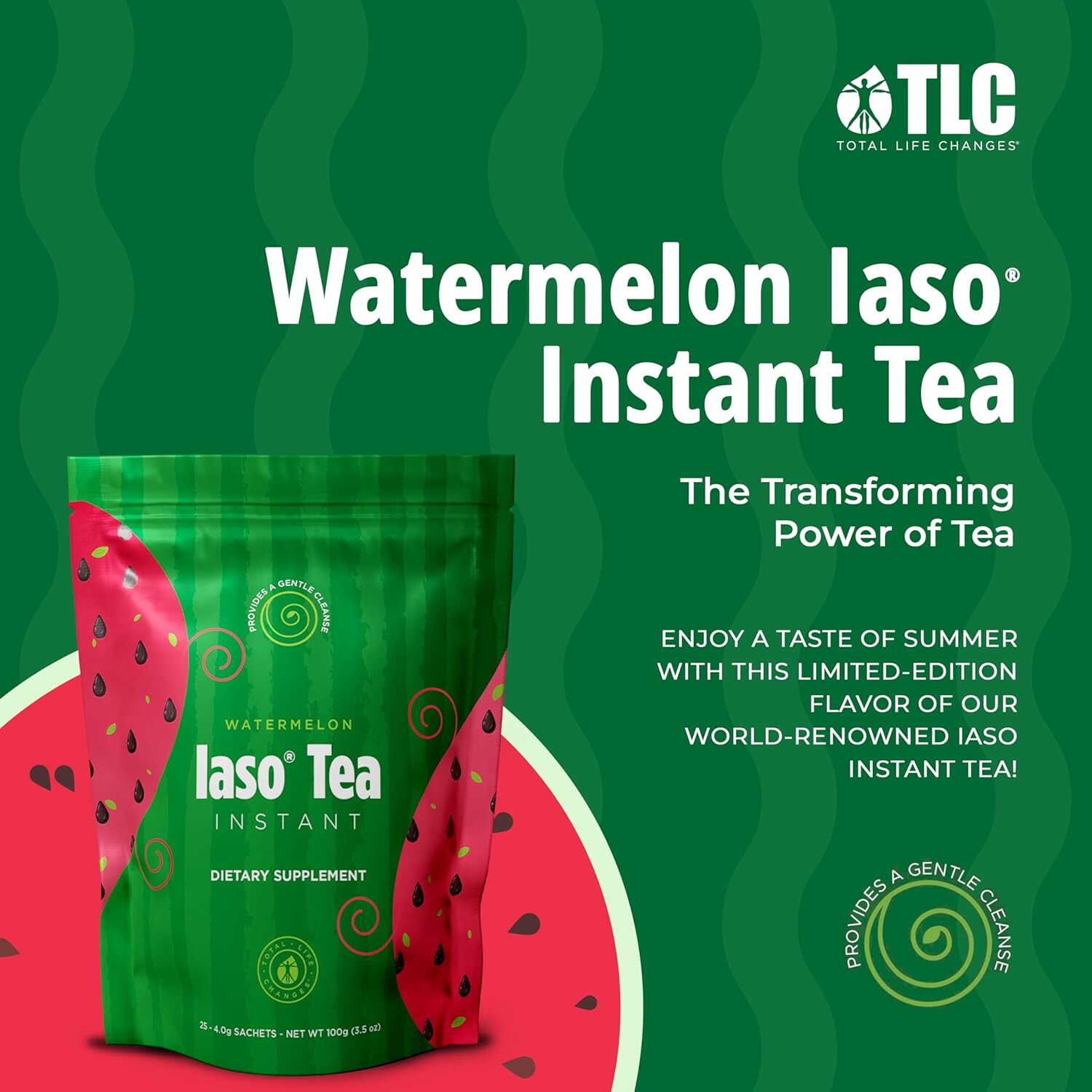 Iaso Instant Tea (Watermelon) Refreshing Flavored Cleansing Tea 25 Sachets