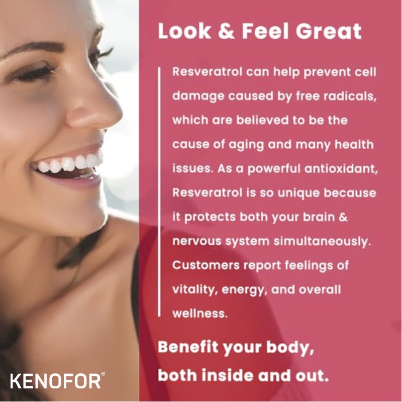 Resveratrol Capsules Anti-Aging Antioxidant, Brain Support, Radiant Skin 120Caps