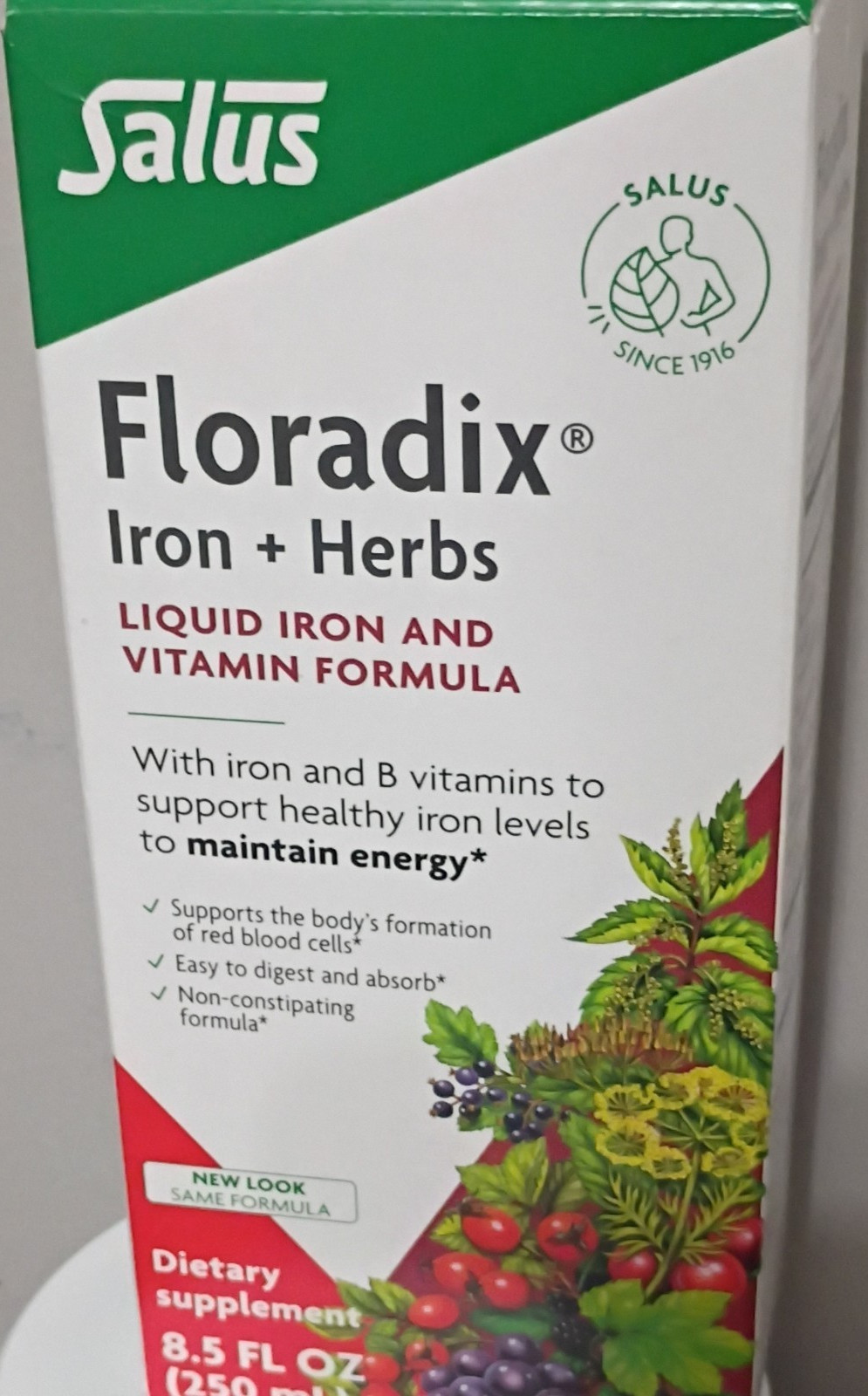 Salus Floradix Liquid Iron Vitamin Formula Iron B1 B2 B12 8.5 fl oz