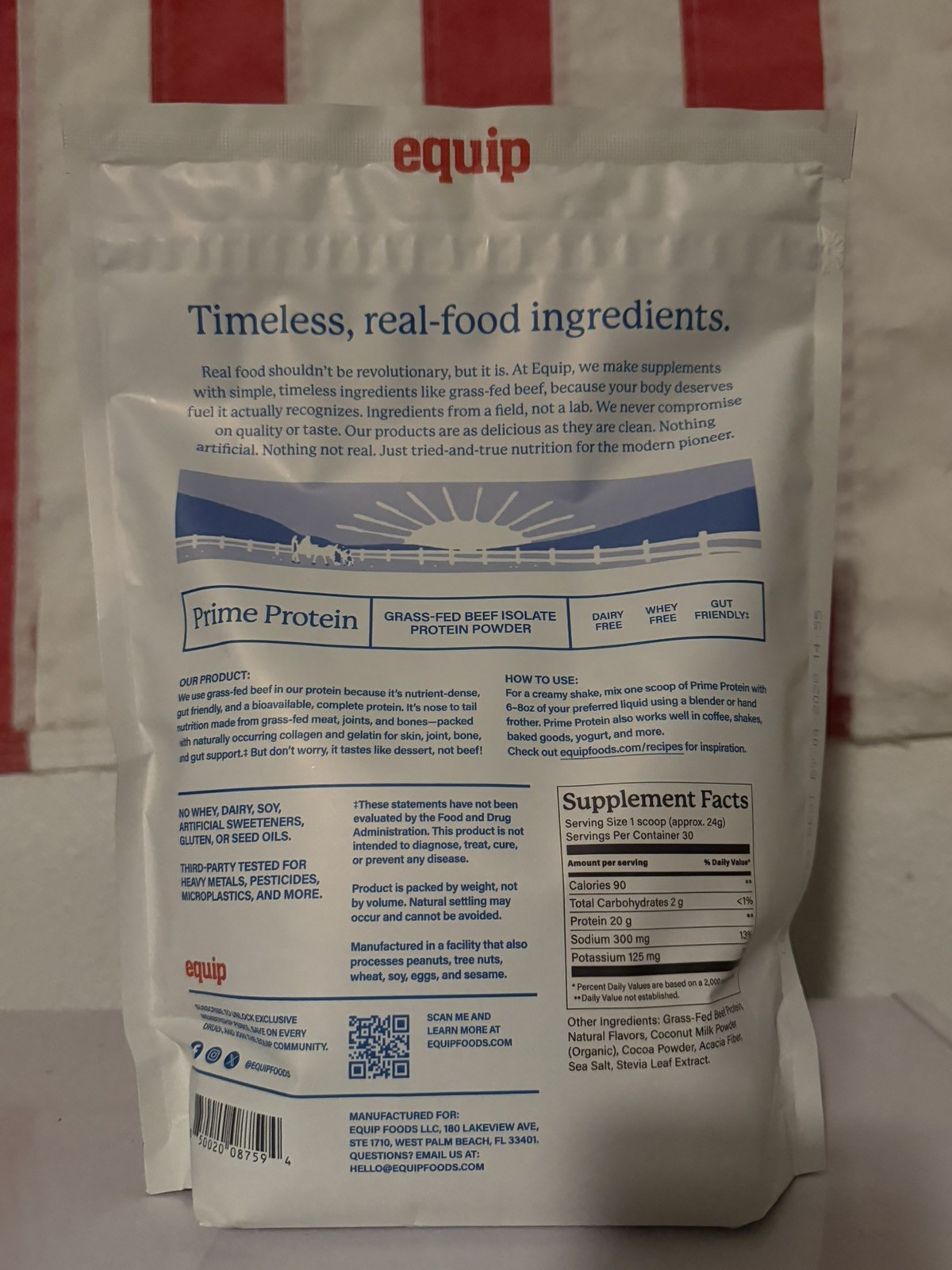 Equip Foods Prime Protein Powder Grass Fed Beef Protein Cookies Cream New 01/28