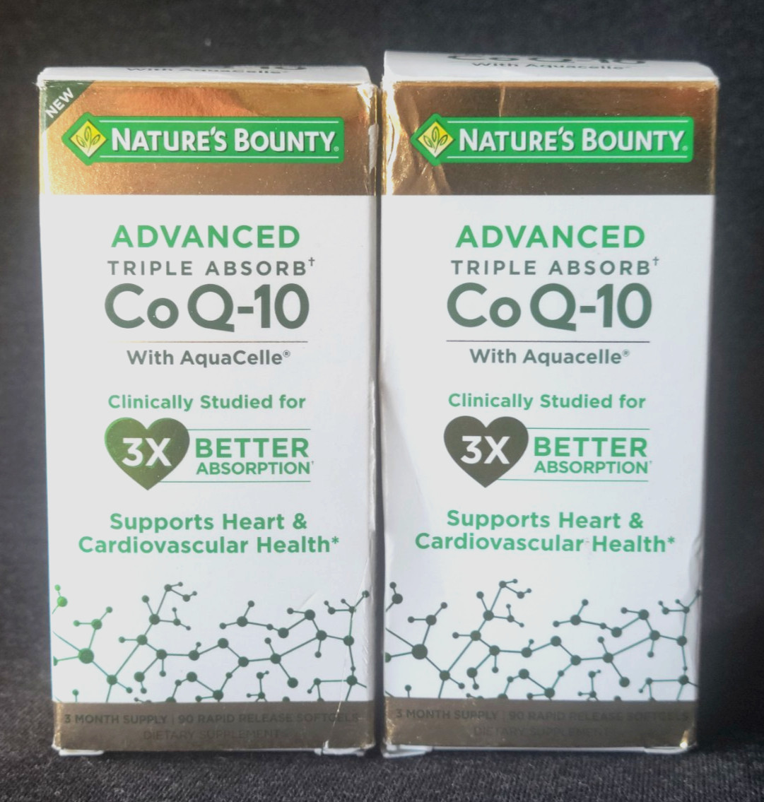 2 Nature’s Bounty Advanced 3X Absorb Co Q-10 Aquacelle 180 Softgels 2027-2028