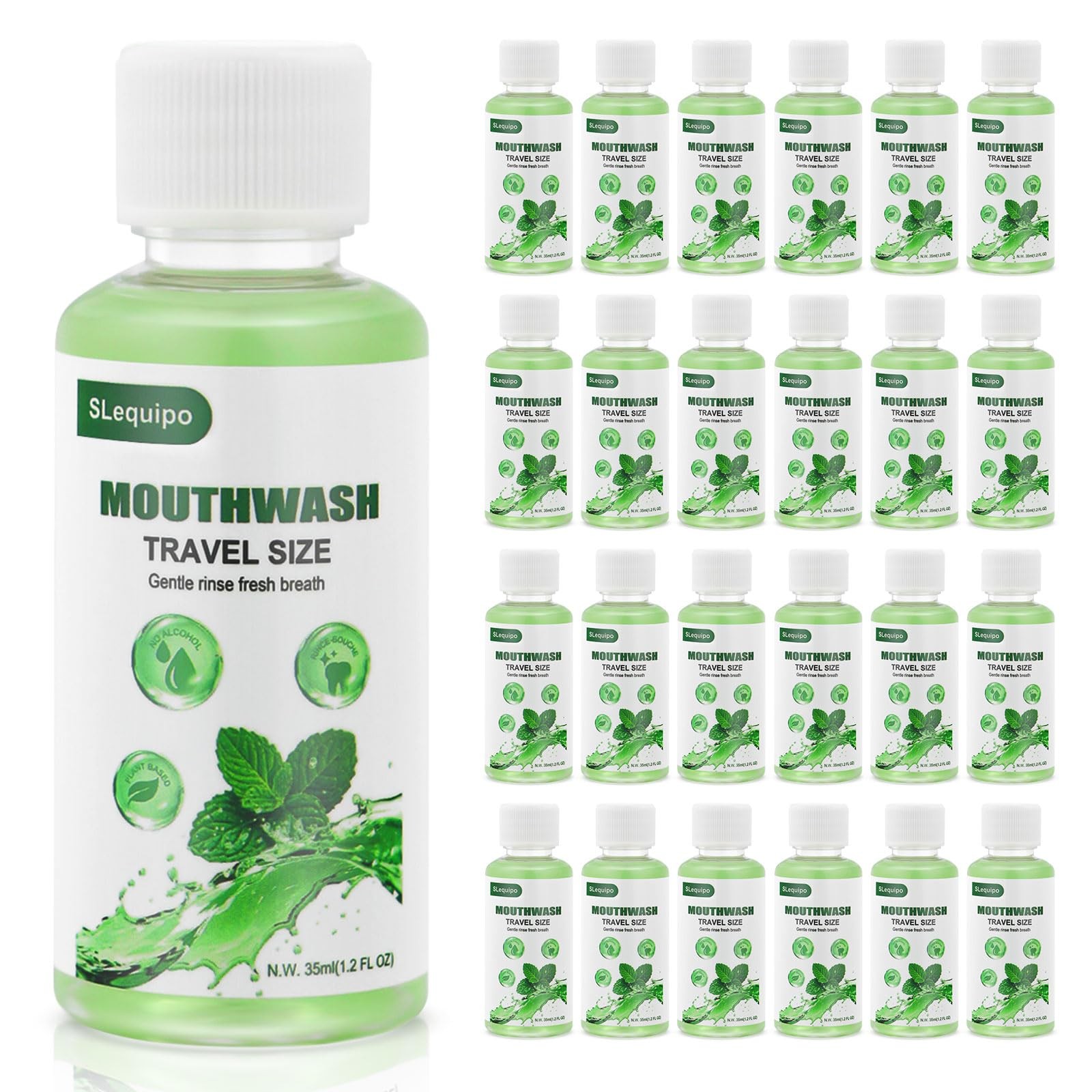 Travel Size Mouthwash Bulk Mini Fresh Mint 0.02 Fl Oz (Pack of 50), Green