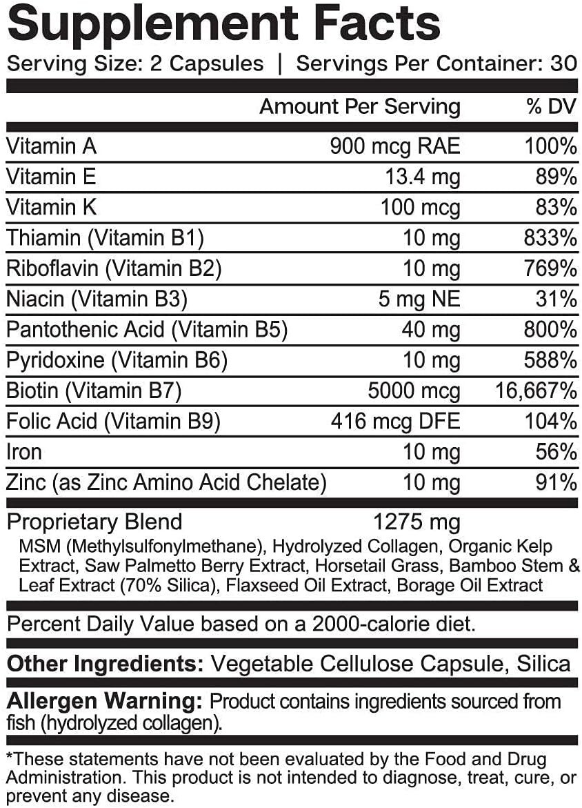Essential Elements Hair Hero | 5000mcg Biotin for Men | Growth & Strength (60ct)
