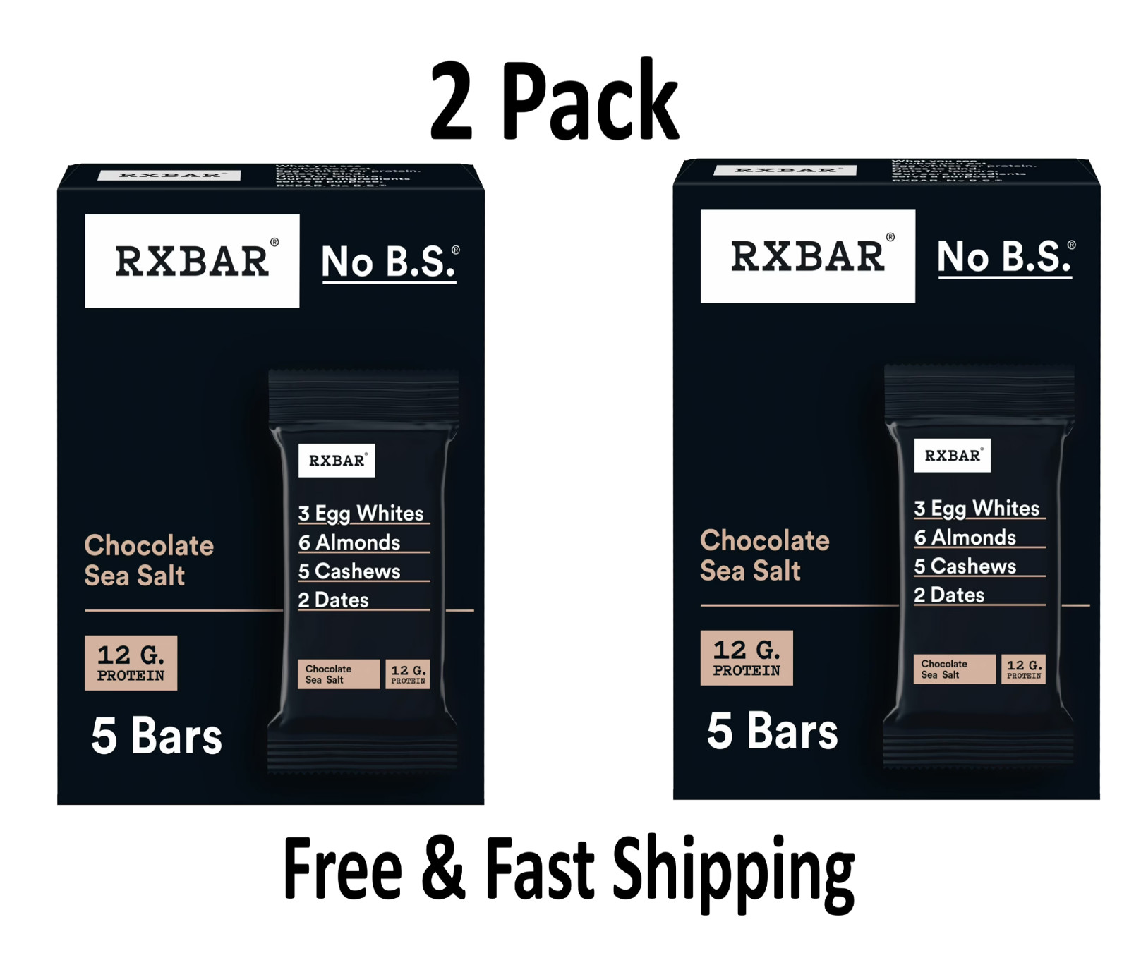 RXBAR Chocolate Sea Salt Chewy Protein Bars Gluten-Free Ready-to-Eat 10 Count
